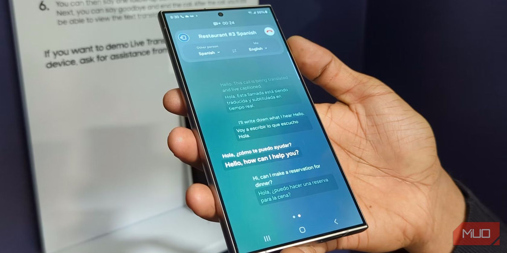 Galaxy Ai Live ترجمه در یک تماس تلفنی با S24 Ultra