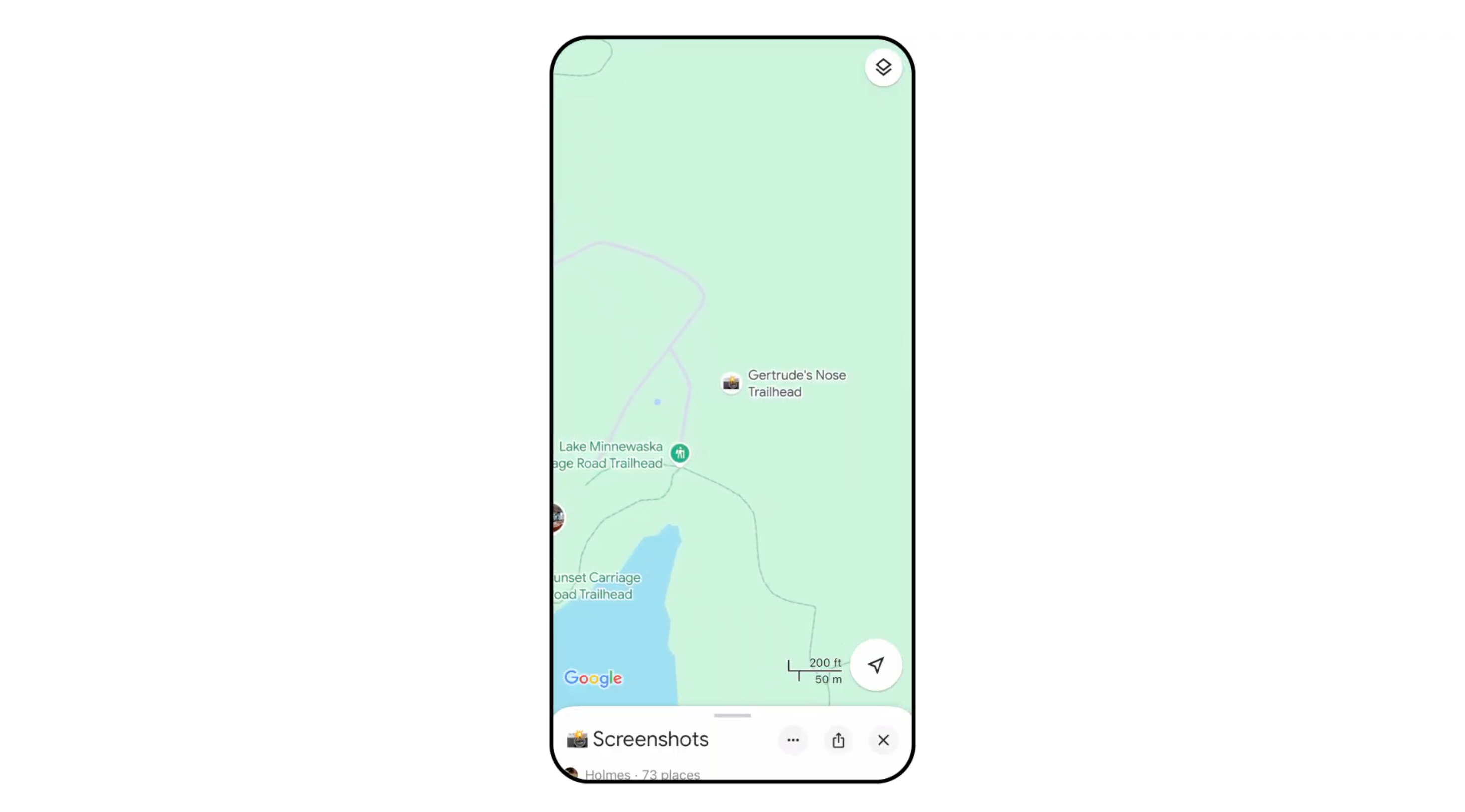 پیشانی بینی Gertrude در Google Maps با نماد دوربین