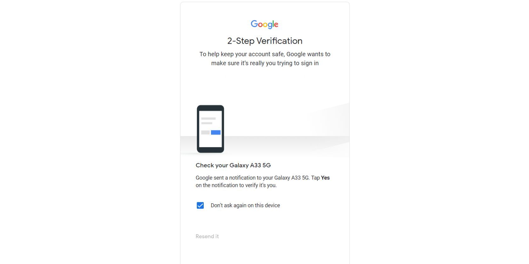 تصویر Gmail درخواست ورود به سیستم احراز هویت دو عامل