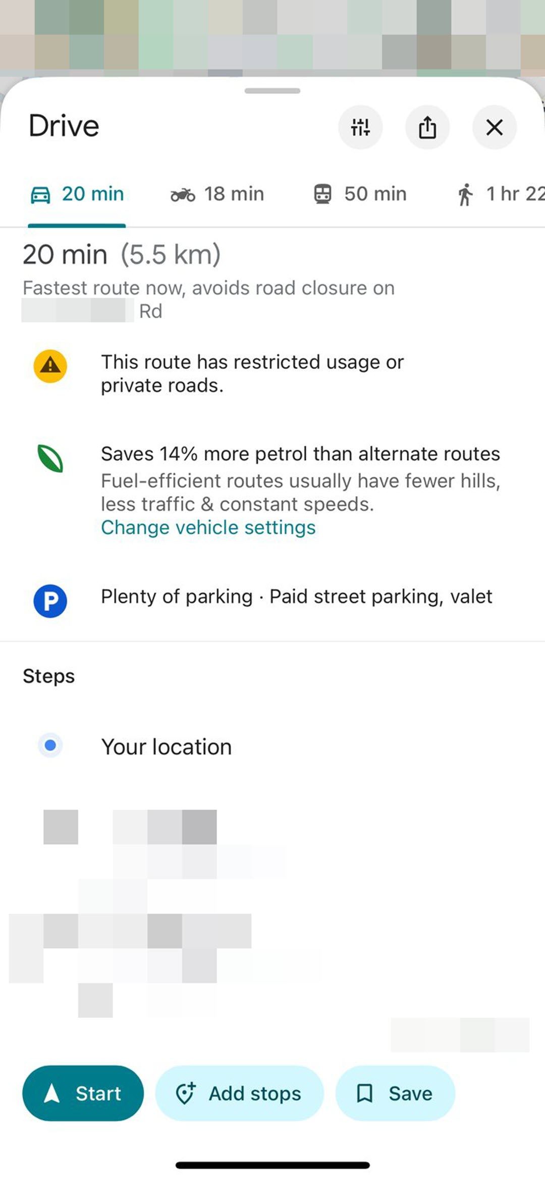 Google Maps مشکل پارکینگ در iOS