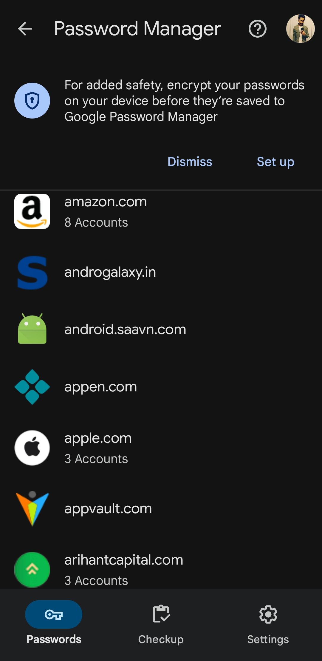 مدیر رمز عبور Google در Android
