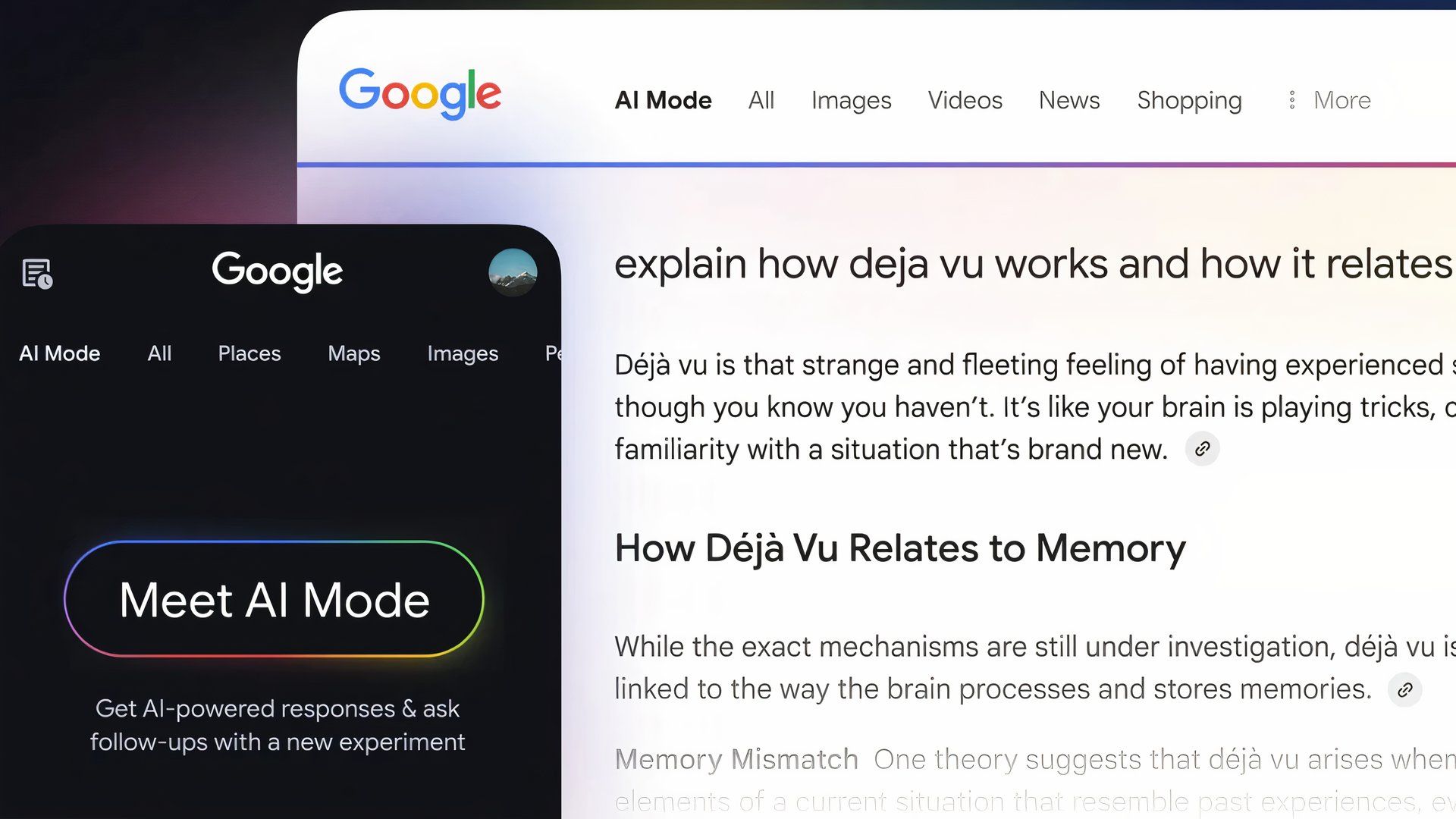 نمونه ای از حالت جدید AI Google در حال استفاده