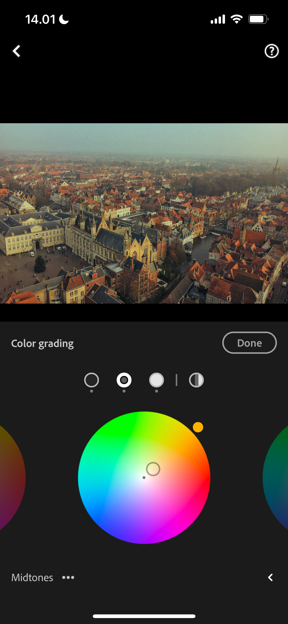 درجه بندی رنگ میانه در Adobe Lightroom