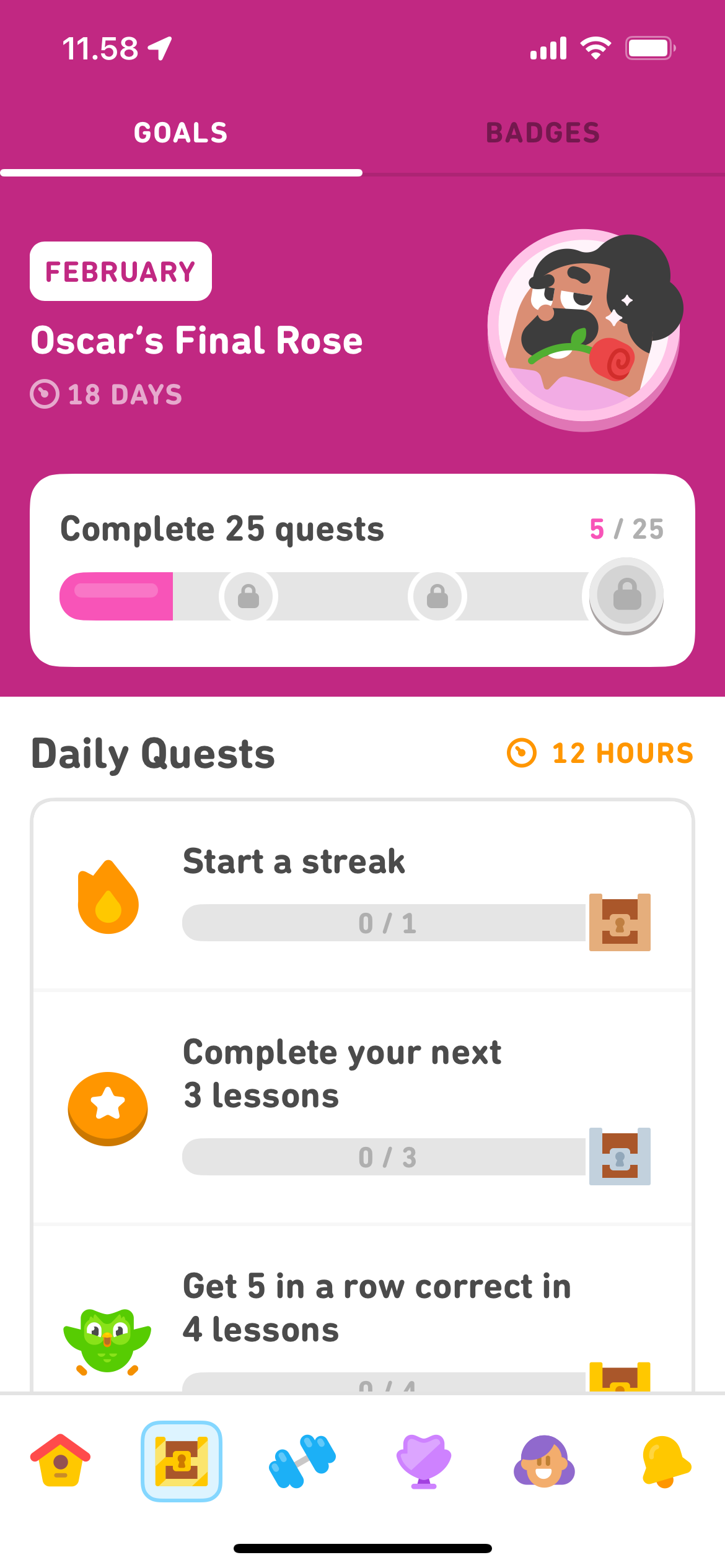 تکمیل کارها در برنامه Duolingo