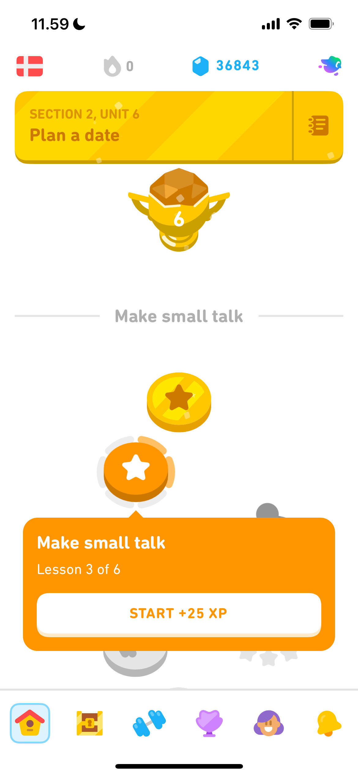 یک درخت درسی در برنامه Duolingo