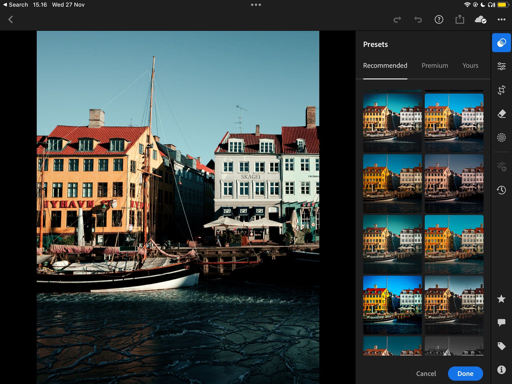 با استفاده از ویژگی از پیش تنظیم شده توصیه شده در Adobe Lightroom