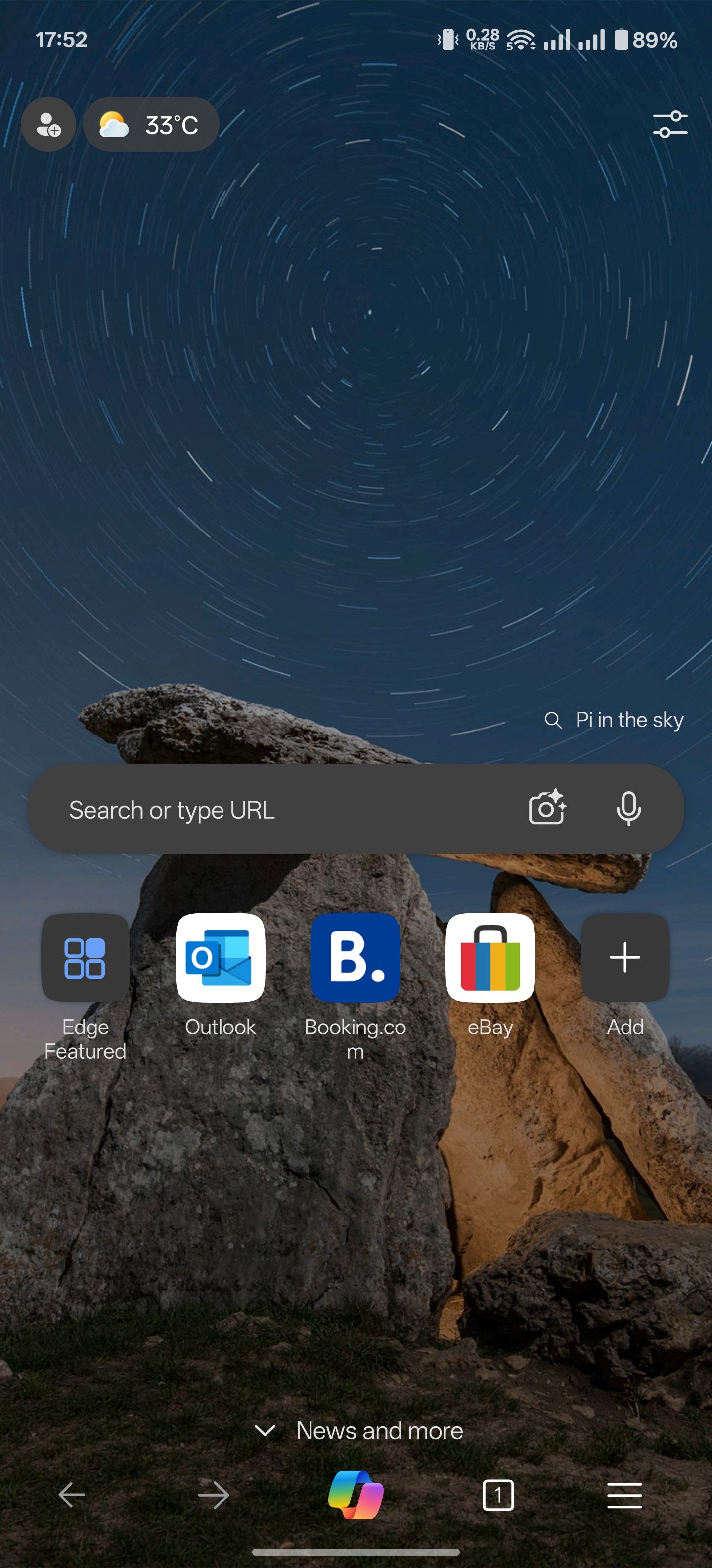 لبه برای صفحه اصلی Android.