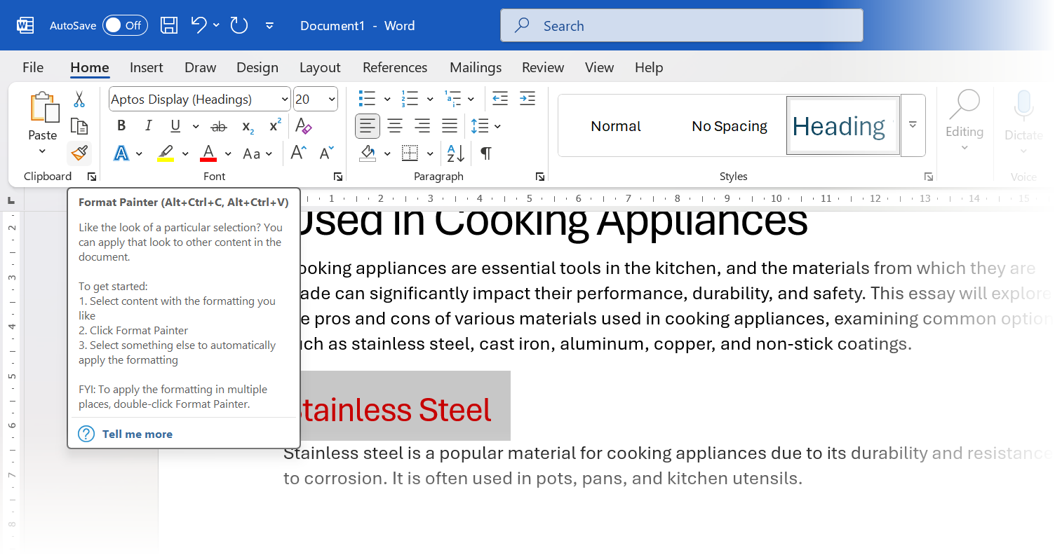 نقاش فرمت Microsoft Word
