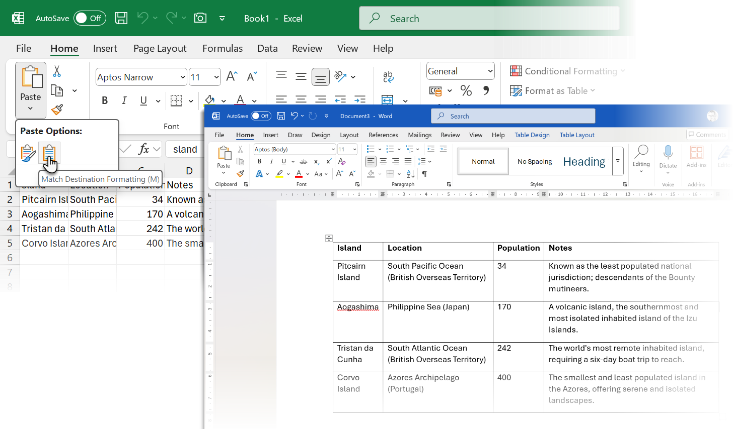 چسباندن از Chatgpt به Microsoft Word با استفاده از اکسل به عنوان واسطه