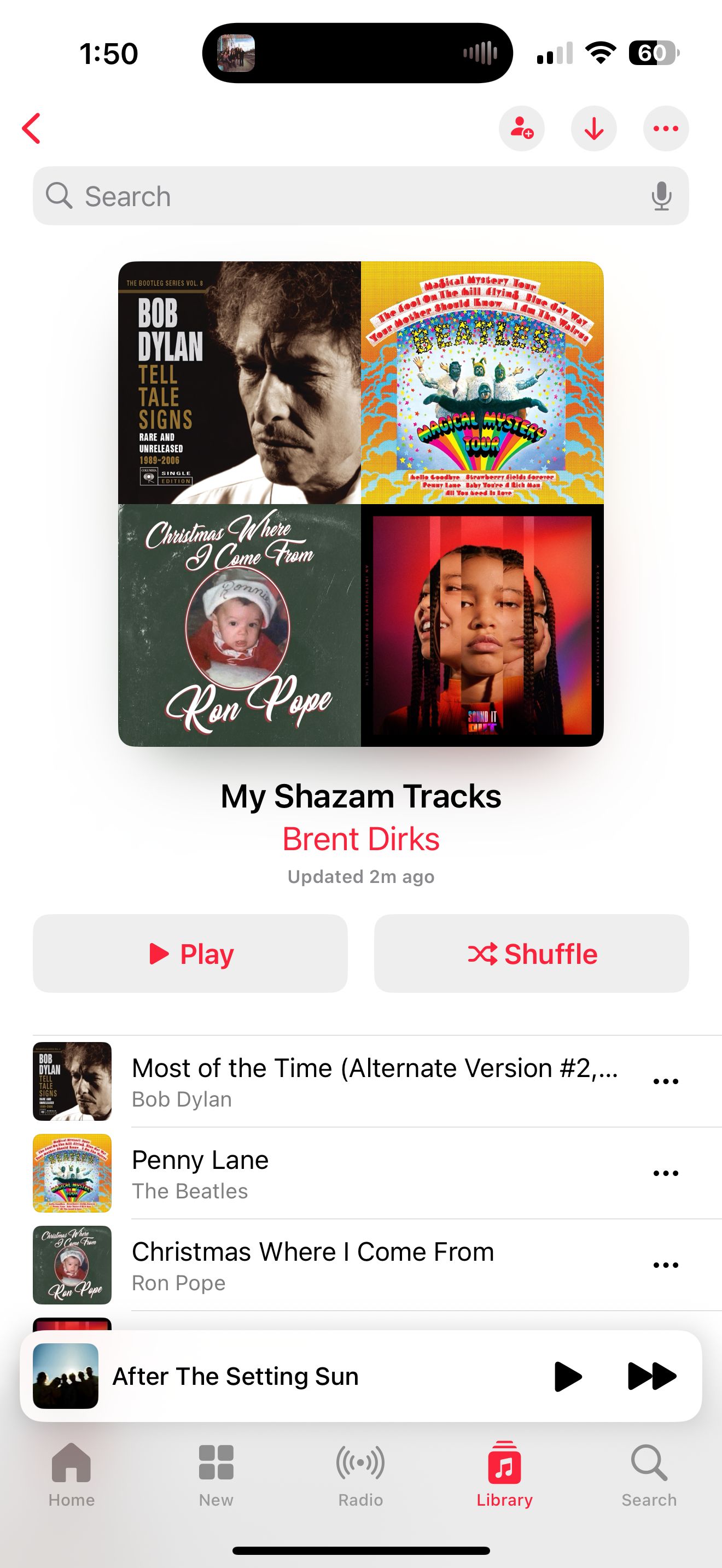 من Shazam موسیقی اپل را ردیابی می کند.