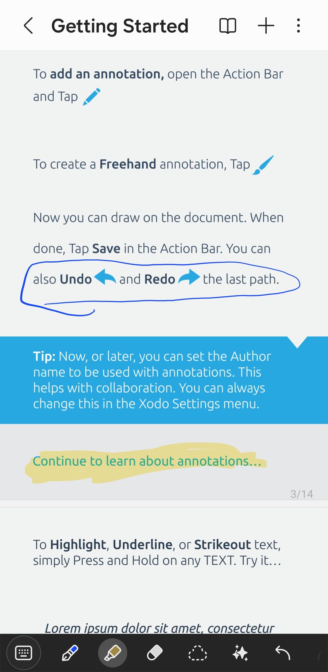 گزینه های حاشیه نویسی PDF در برنامه Samsung Notes