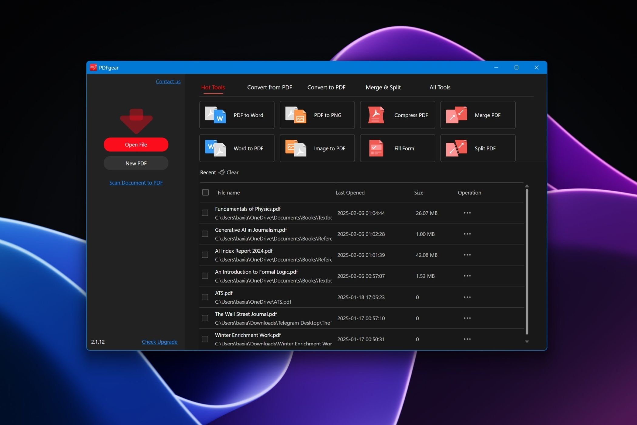 برنامه pdfgear در ویندوز 11