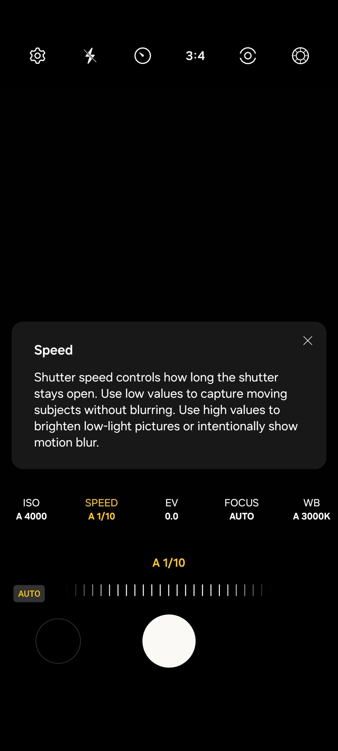 پیش نمایش سرعت شاتر حالت سامسونگ Pro Mode