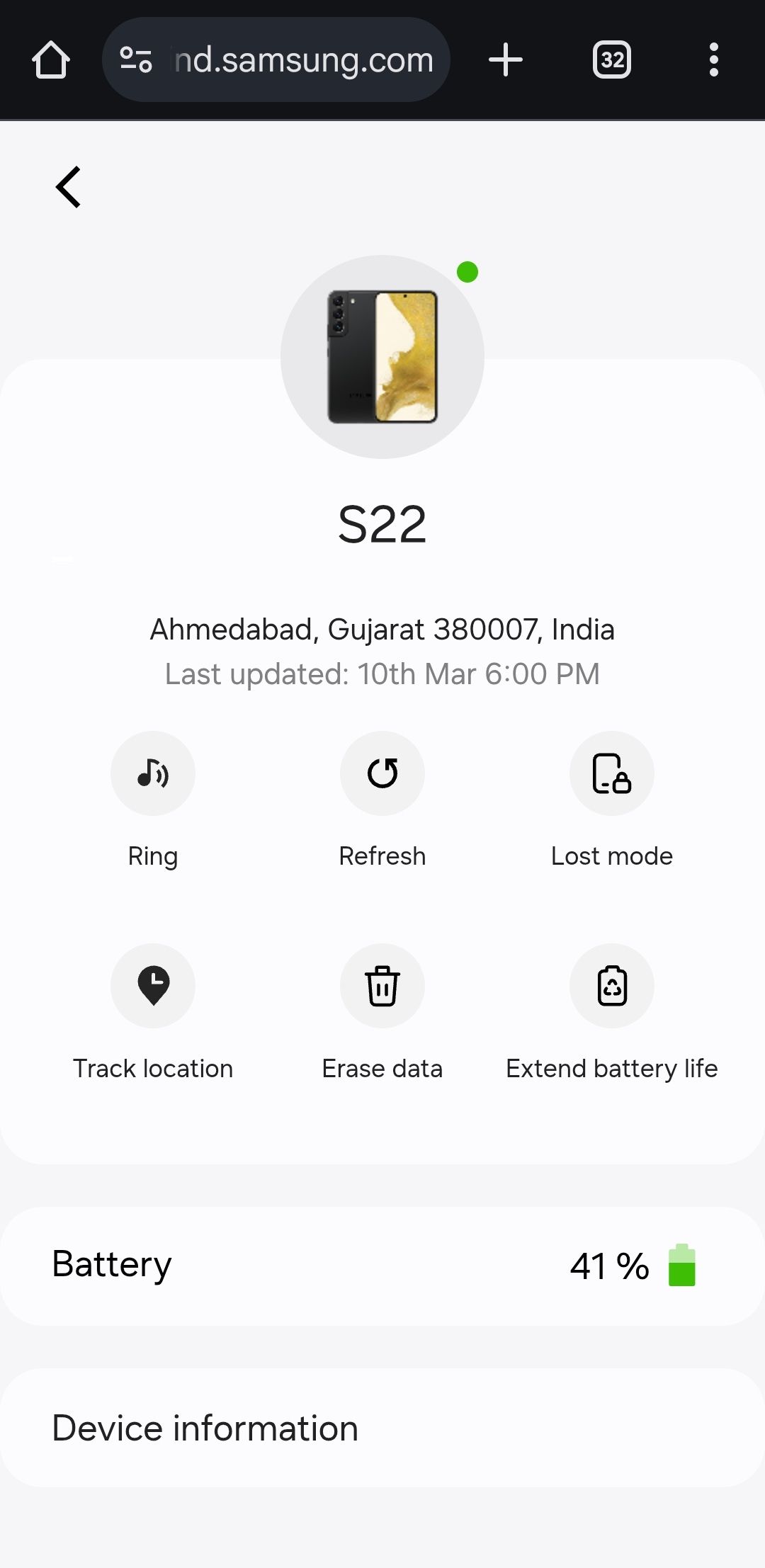 SmartThings سامسونگ گزینه های موجود در مرورگر Android را نشان می دهد