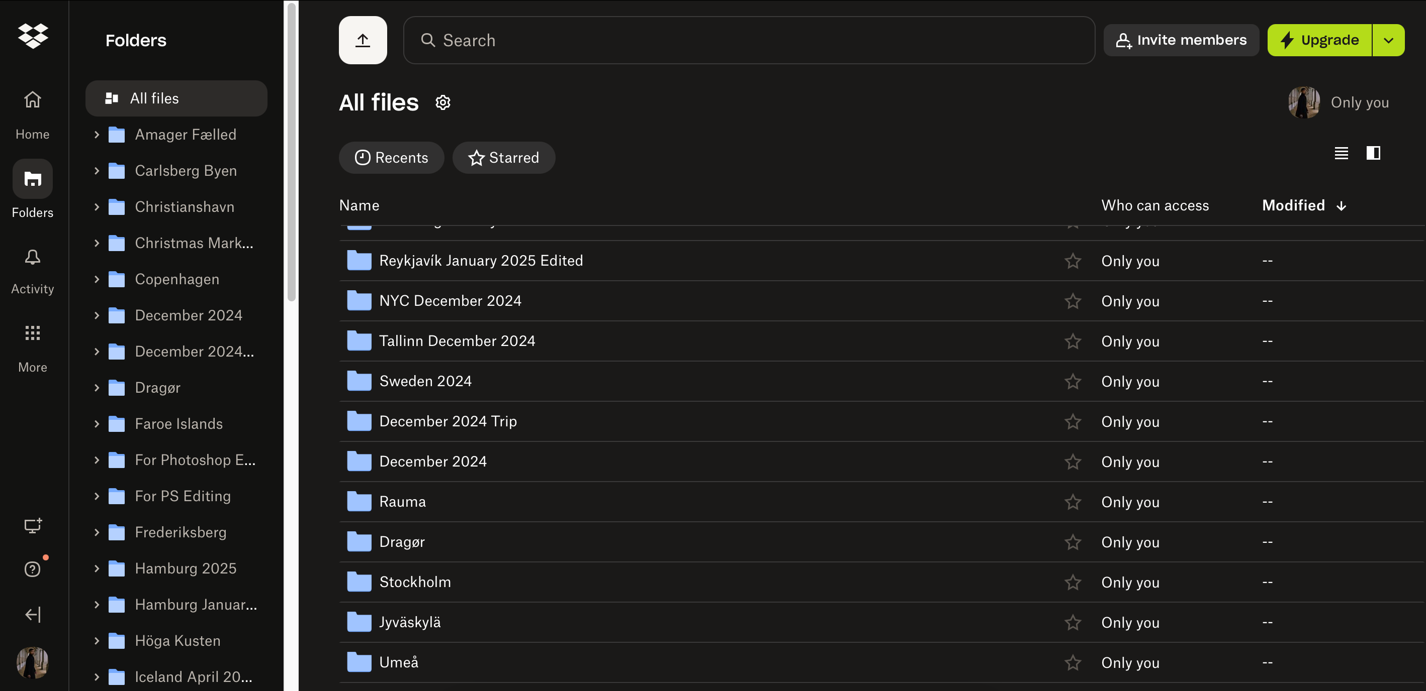 پوشه ها در برنامه Dropbox