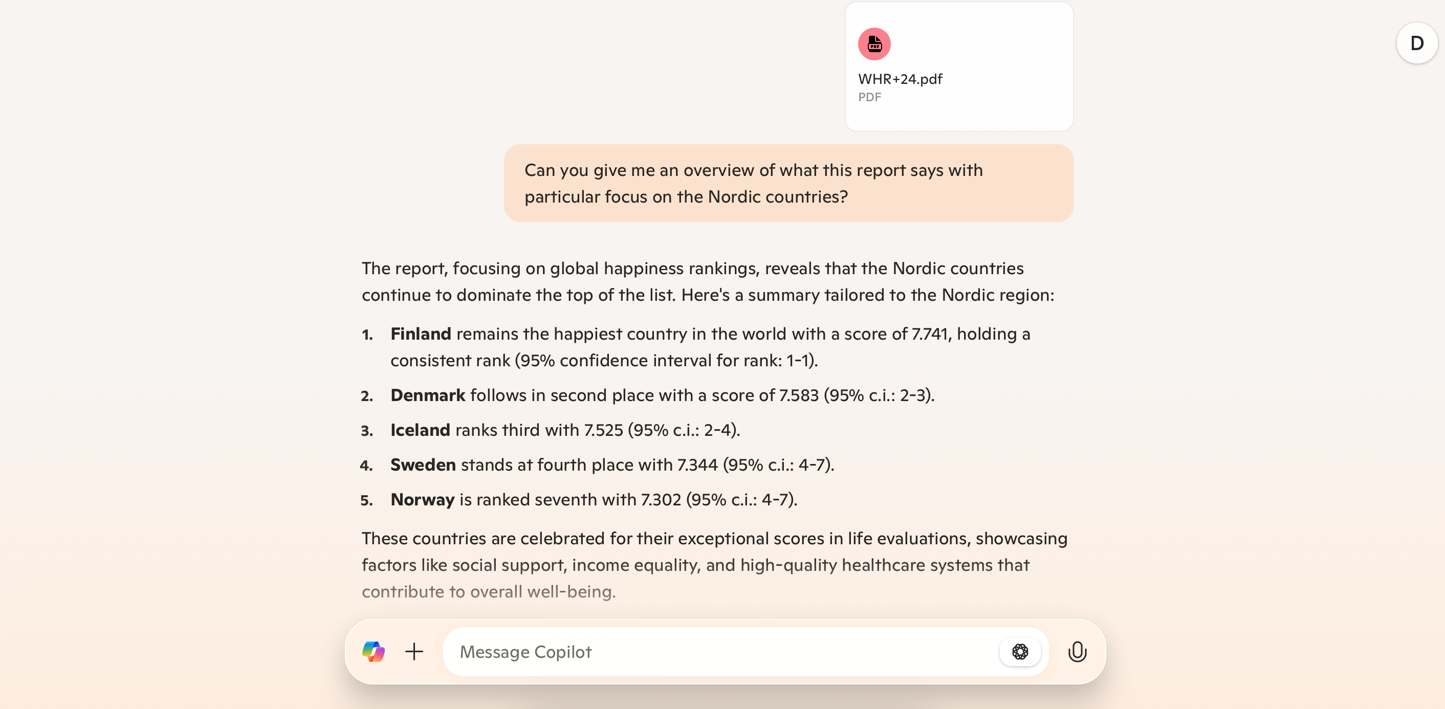 با استفاده از Microsoft Copilot برای تجزیه و تحلیل یک سند PDF