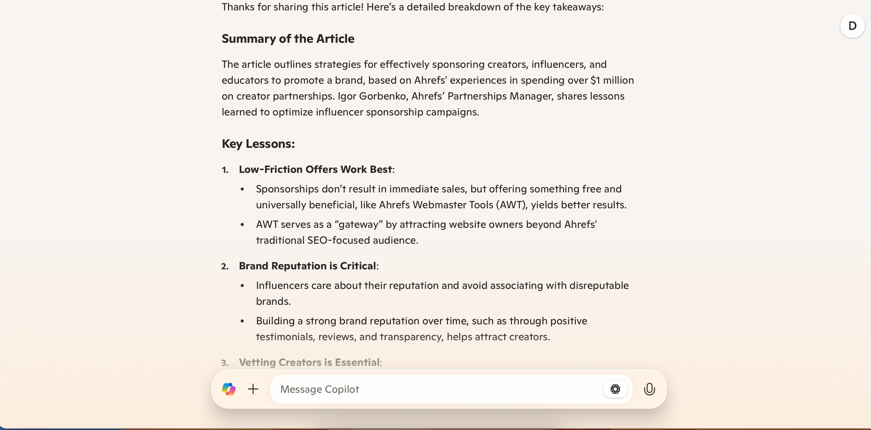 خلاصه مقاله در Microsoft Copilot