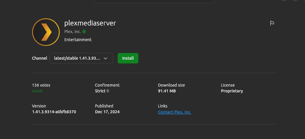 تصویر نصب Plex Linux