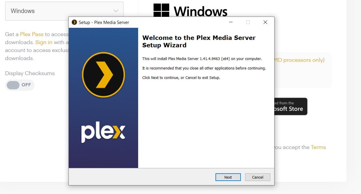 صفحه نمایش صفحه نصب ویندوز Plex