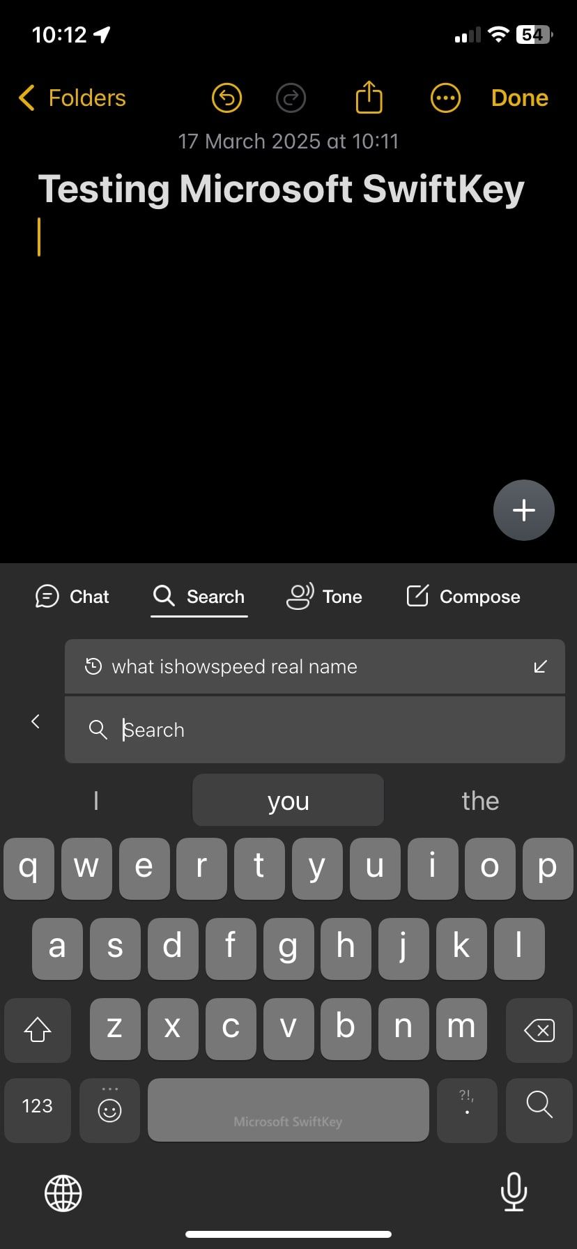 برنامه افزودنی جستجو نشان داده شده در Microsoft Swiftkey را نشان می دهد