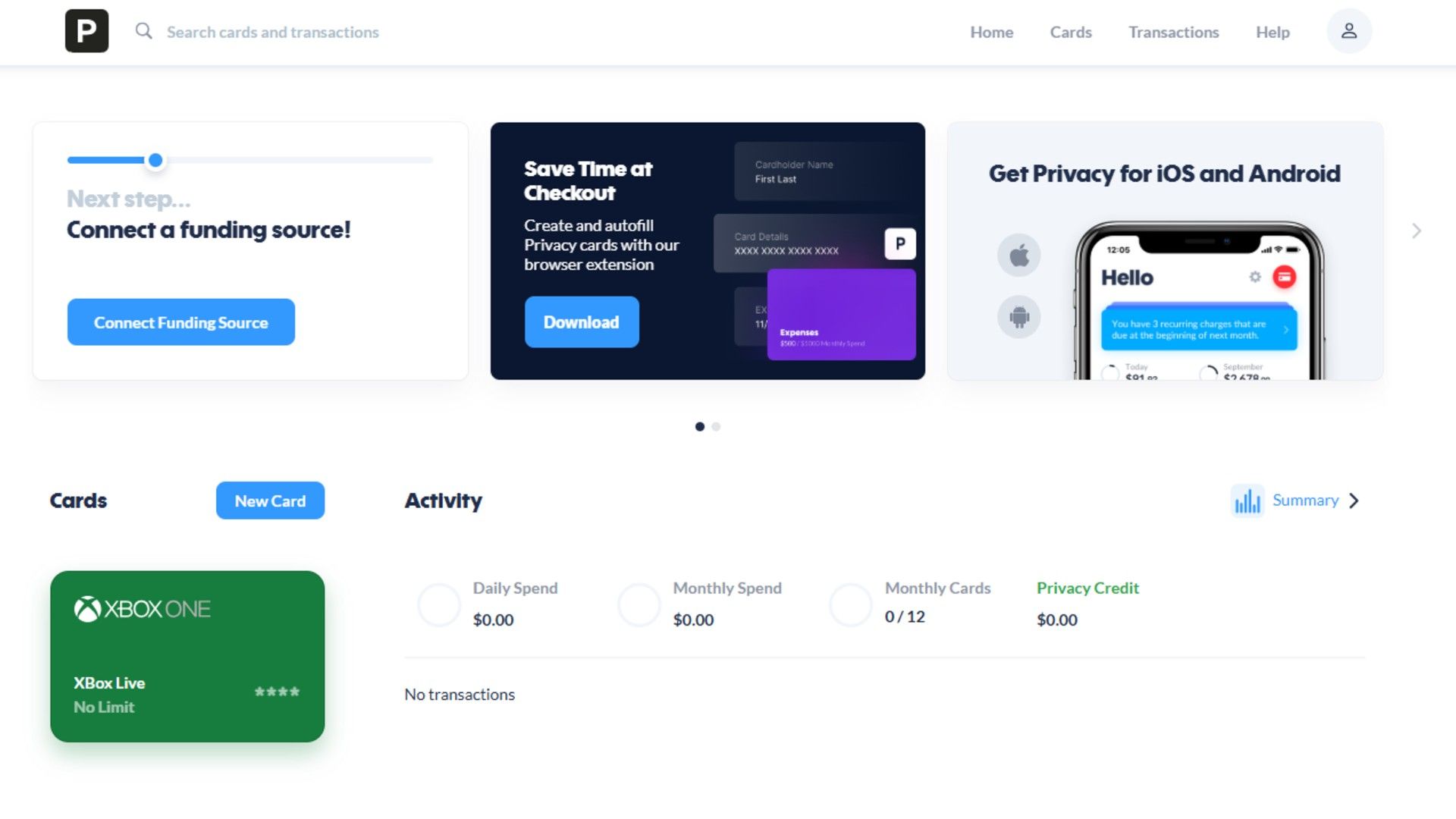 تنظیم کارت یکبار مصرف در حریم خصوصی. com