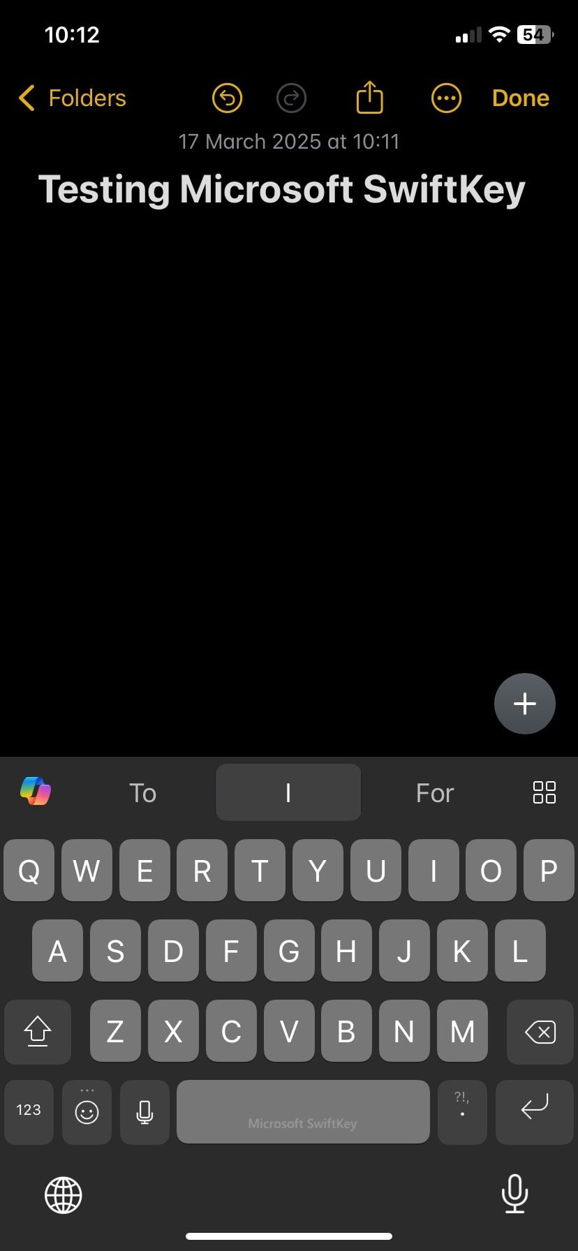 تایپ کردن با Microsoft SwiftKey در یادداشت ها