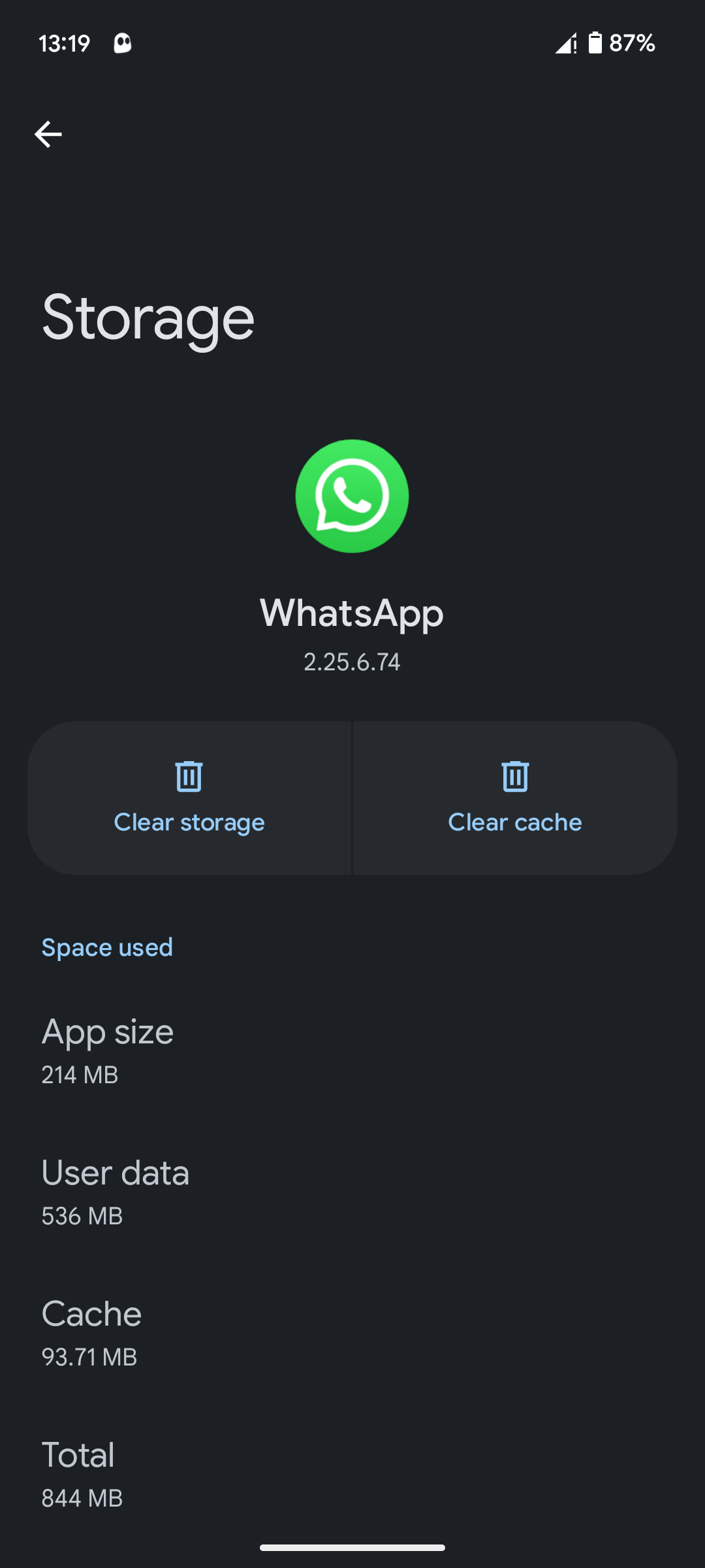 مشاهده استفاده از ذخیره سازی برنامه در Android