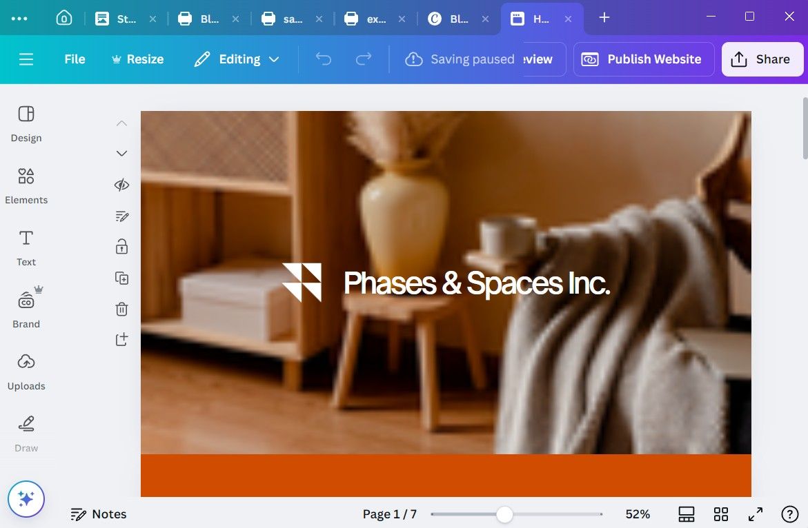 سازنده وب سایت در برنامه دسک تاپ Canva