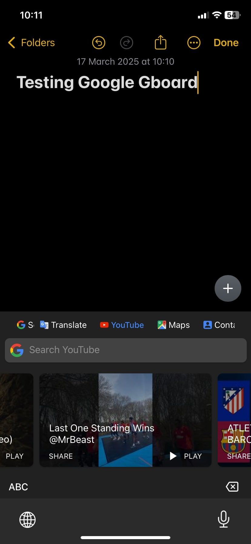 برنامه افزودنی YouTube نمایش فیلم های پیشنهادی در Gboard
