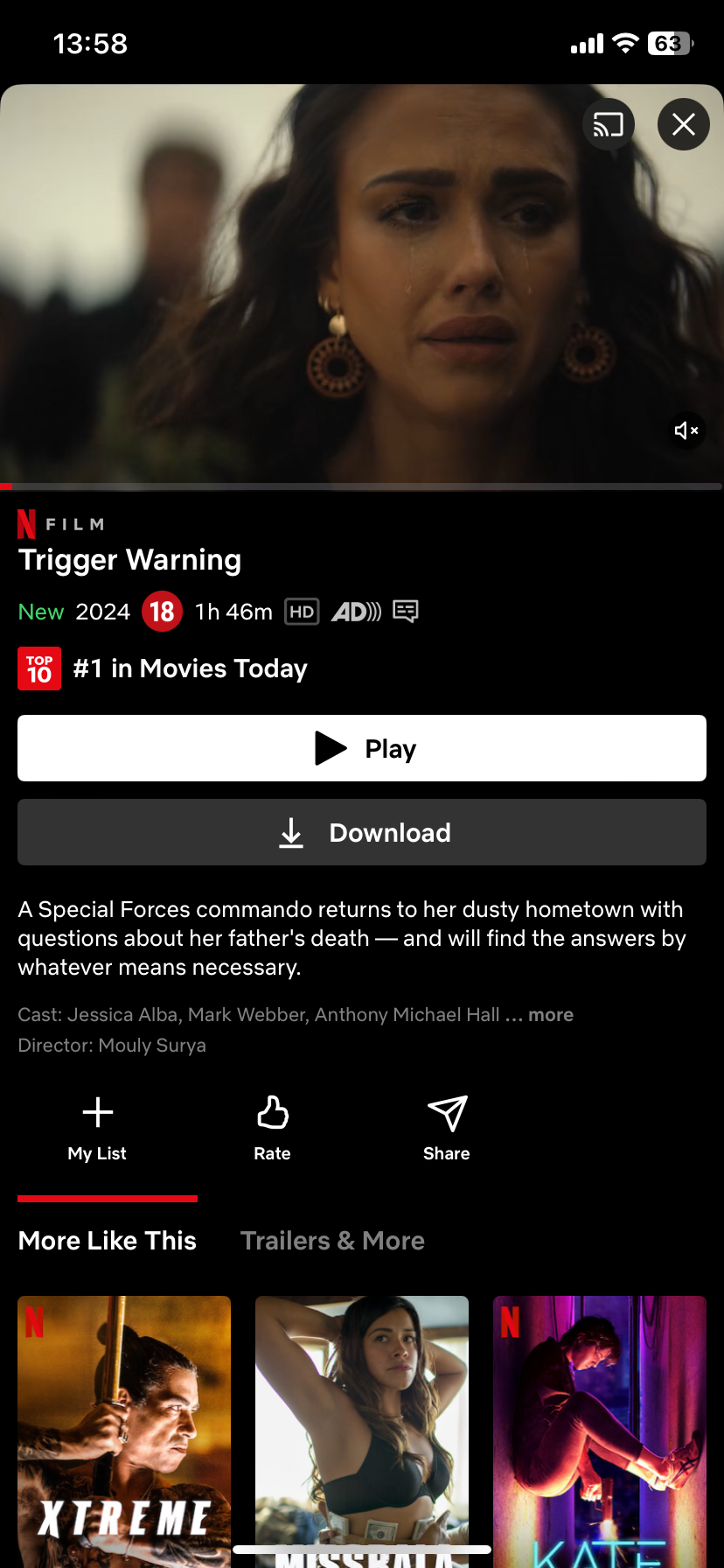 صفحه عنوان فیلم Netflix با یک دکمه بارگیری