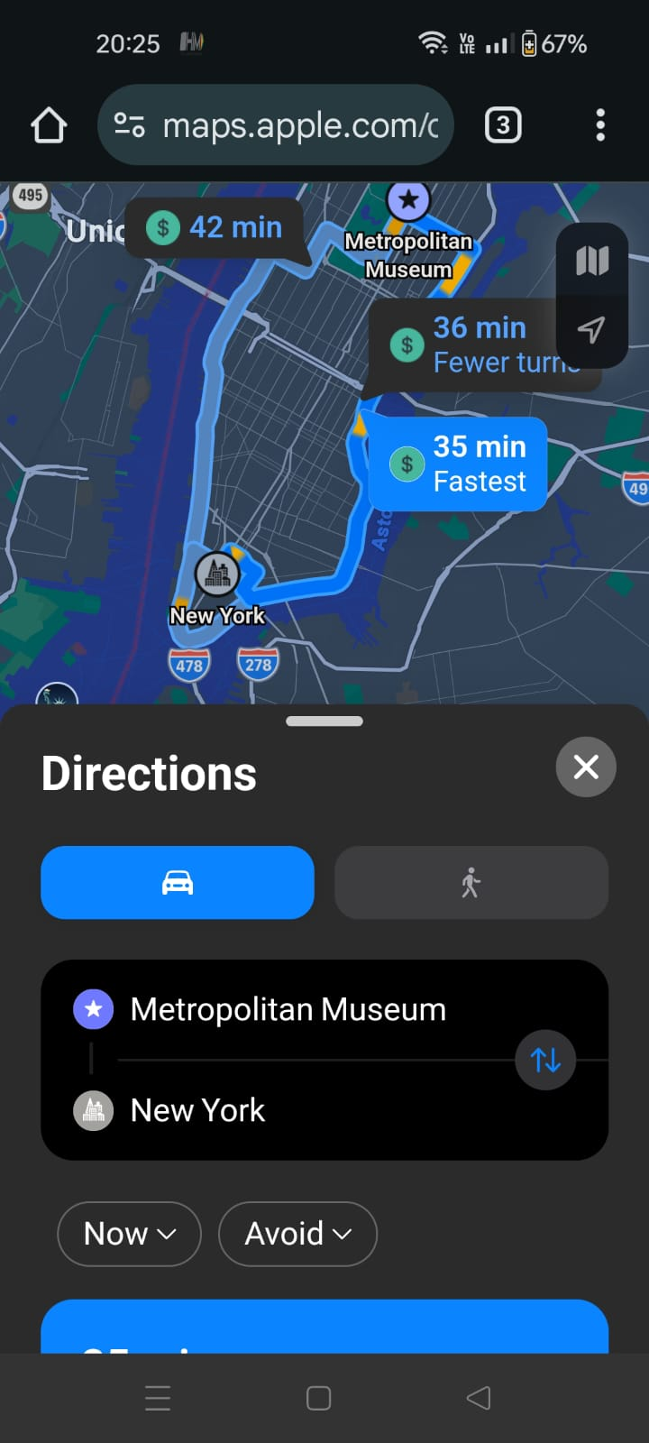 Apple Maps Directions on Android (Chrome)