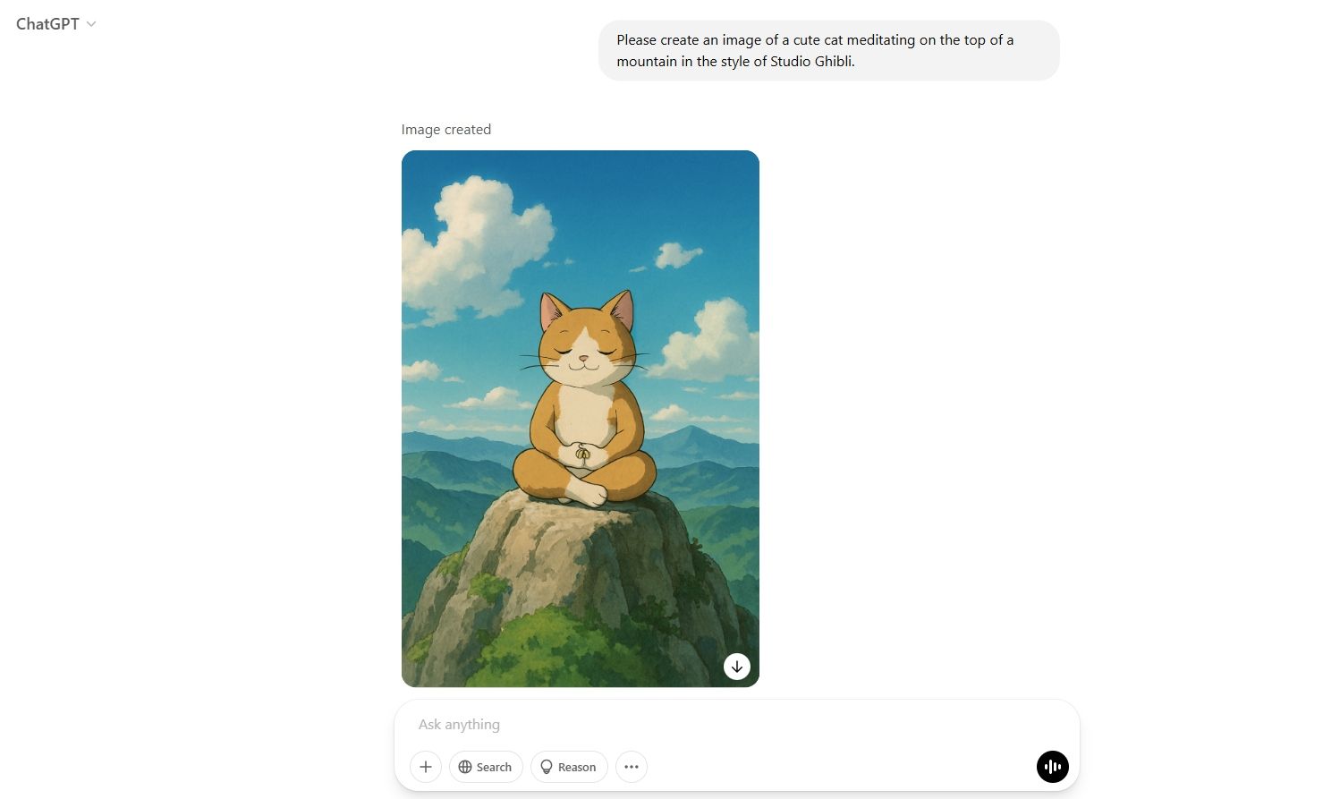 ژنراتور تصویر Chatgpt ایجاد استودیوی Ghibli Art