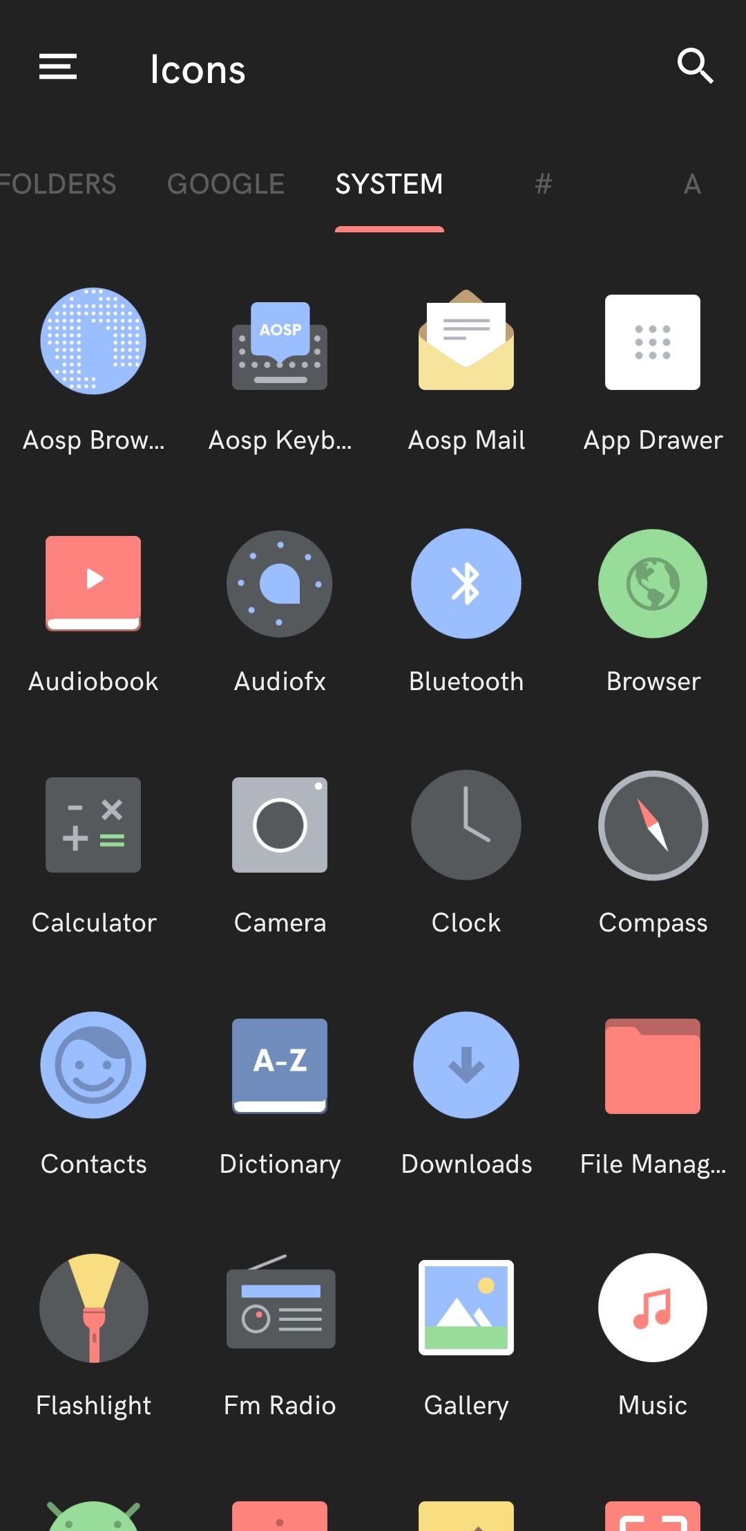 نمادهای برنامه Delta در تلفن Android