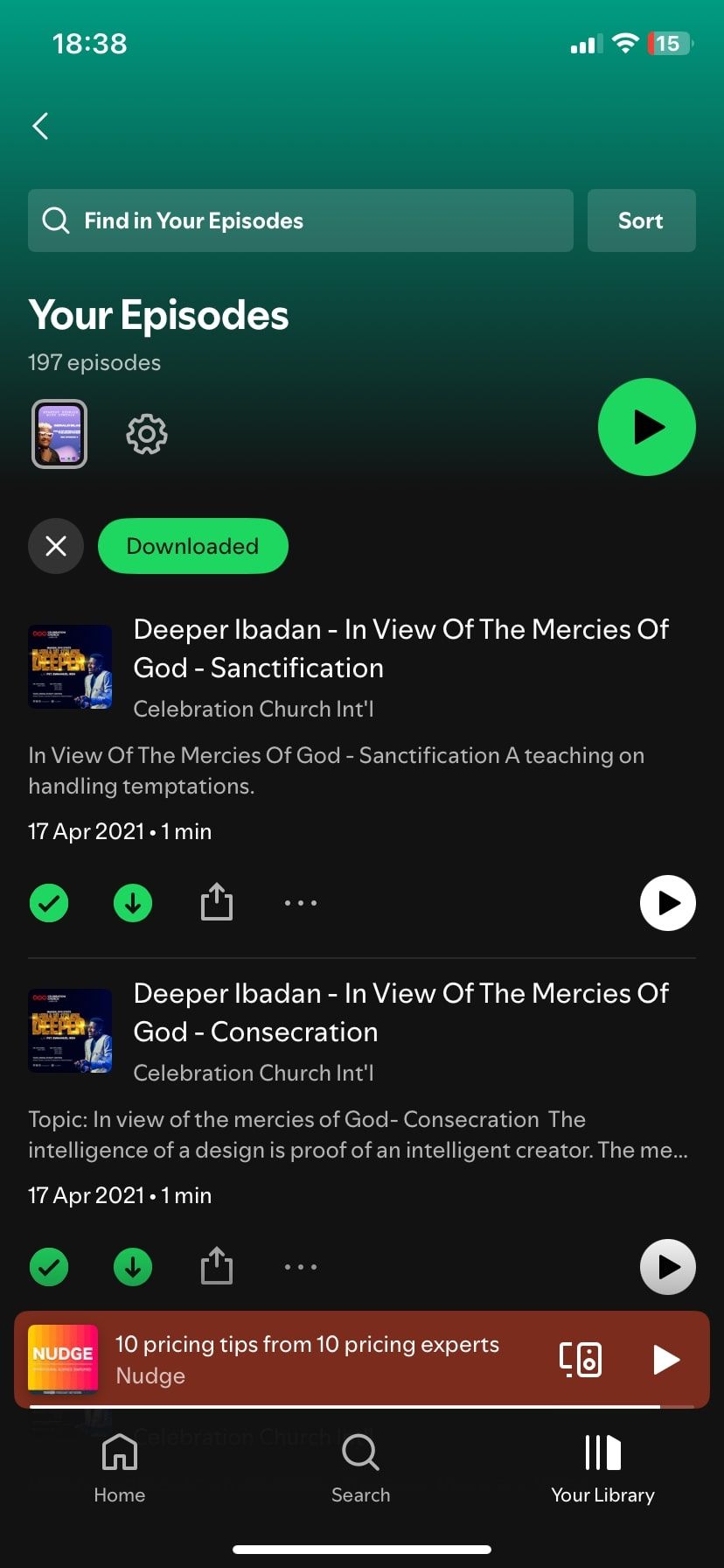 بارگیری قسمت های پادکست در Spotify