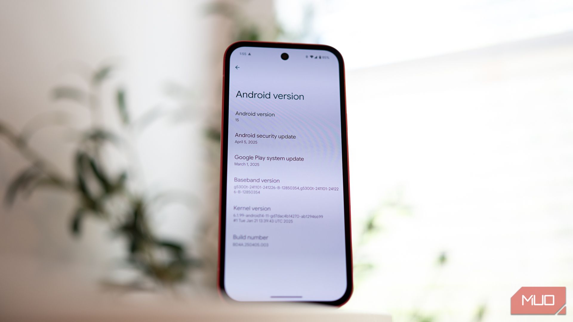 منوی تنظیمات نسخه Android در Google Pixel 9A