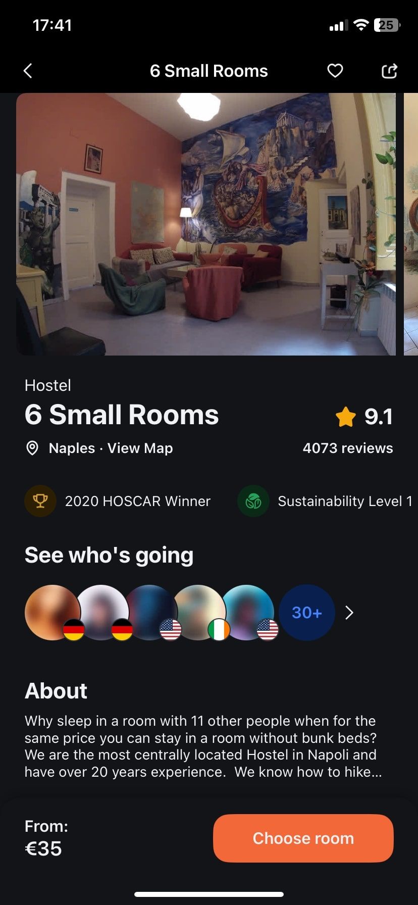 صفحه نمایش اتاق Hostelworld