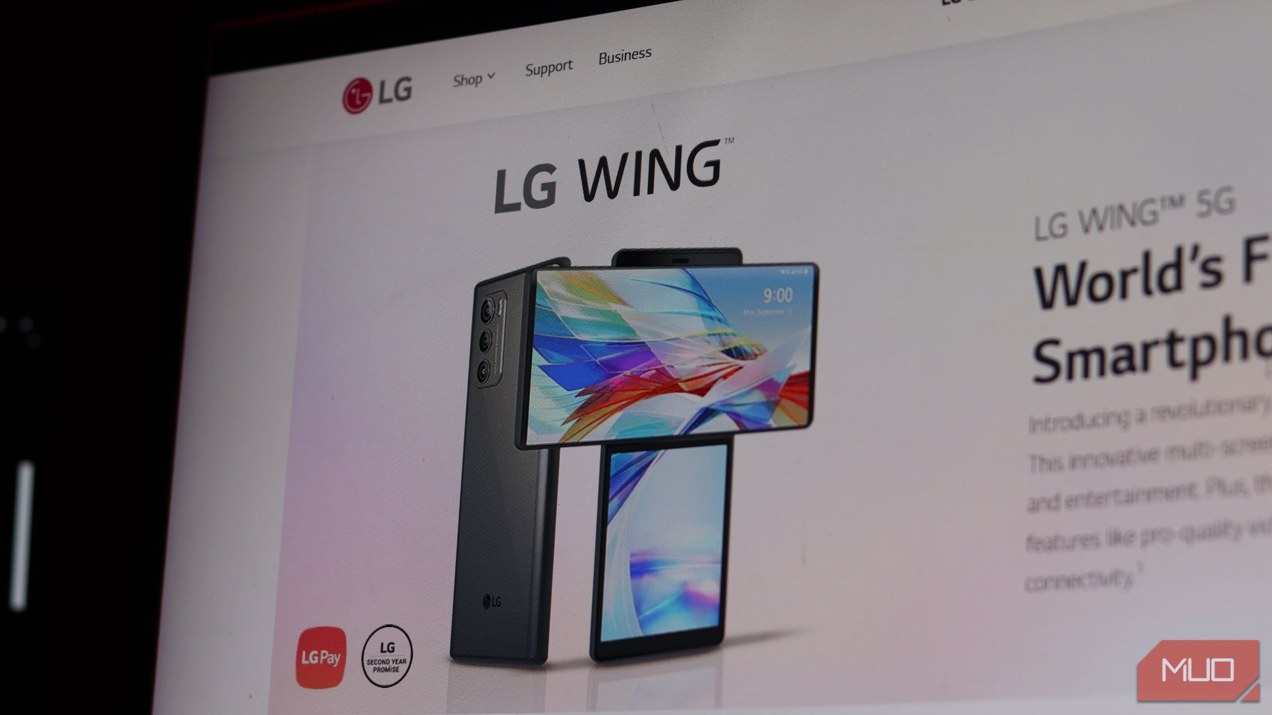 LG Wing در وب سایت LG