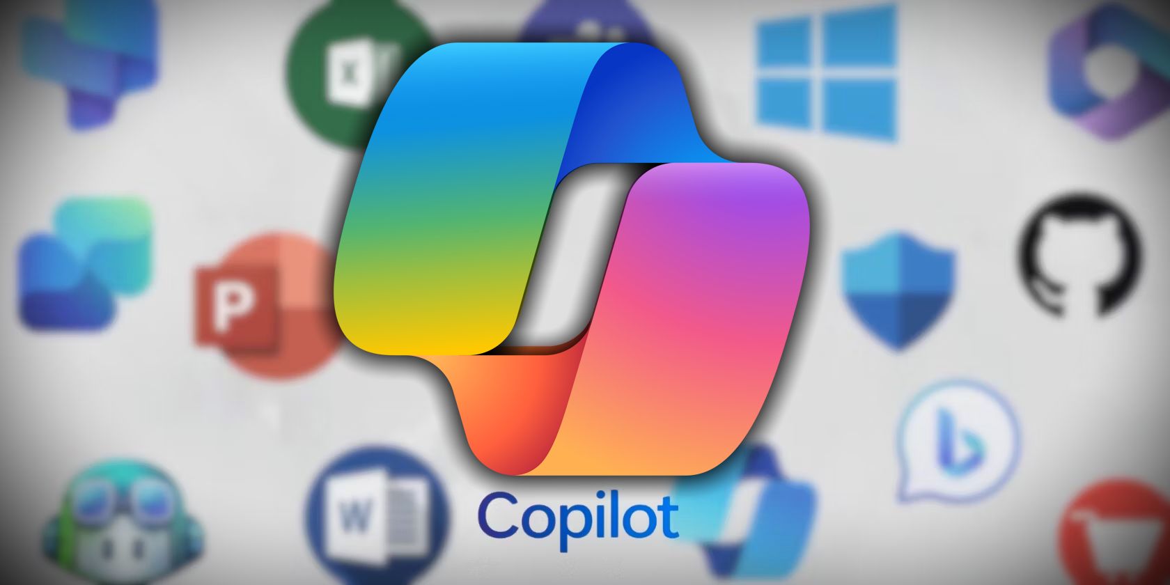 آرم Microsoft Copilot با پس زمینه آرم برنامه مایکروسافت
