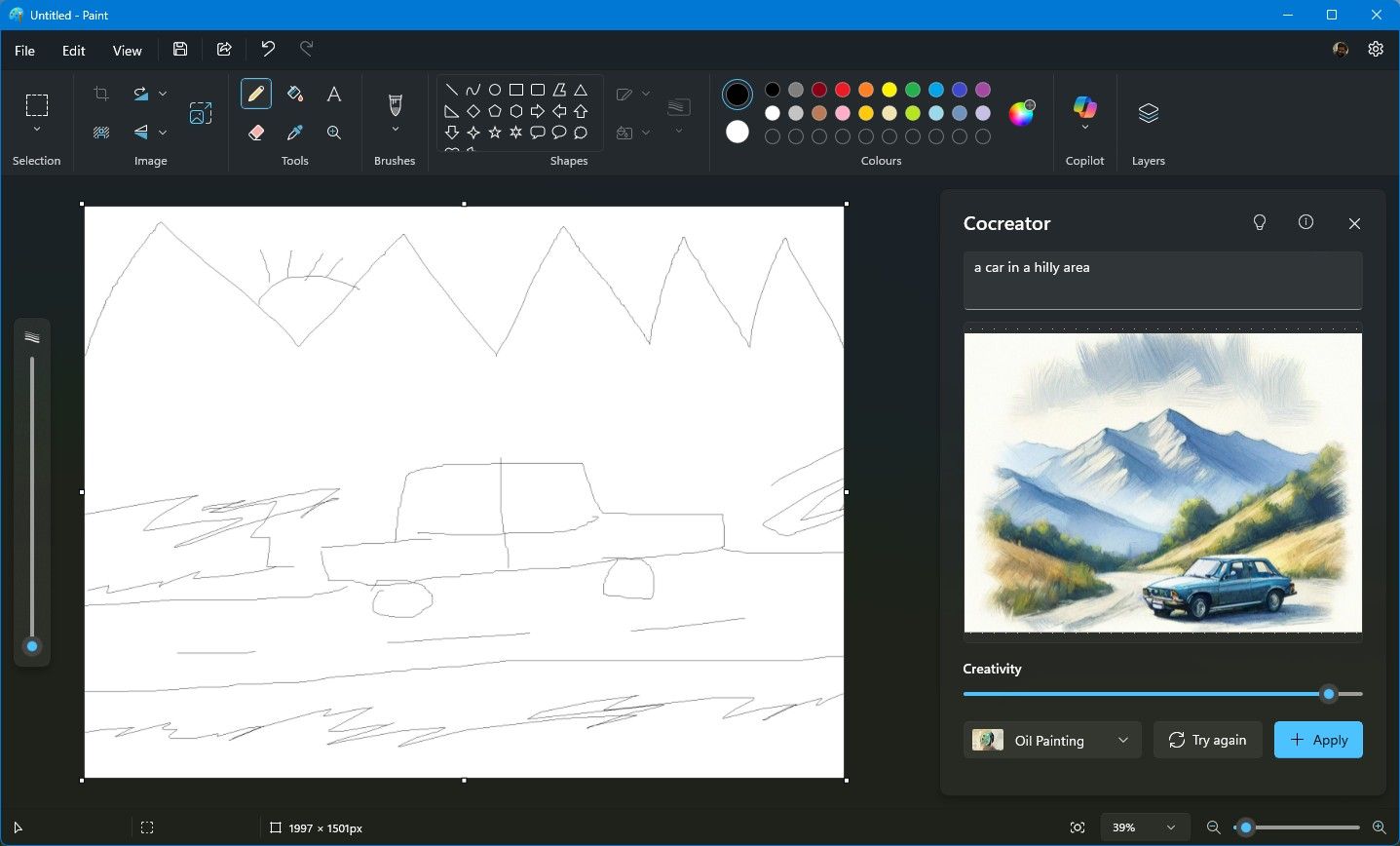 ویژگی Cocreator در Microsoft Paint
