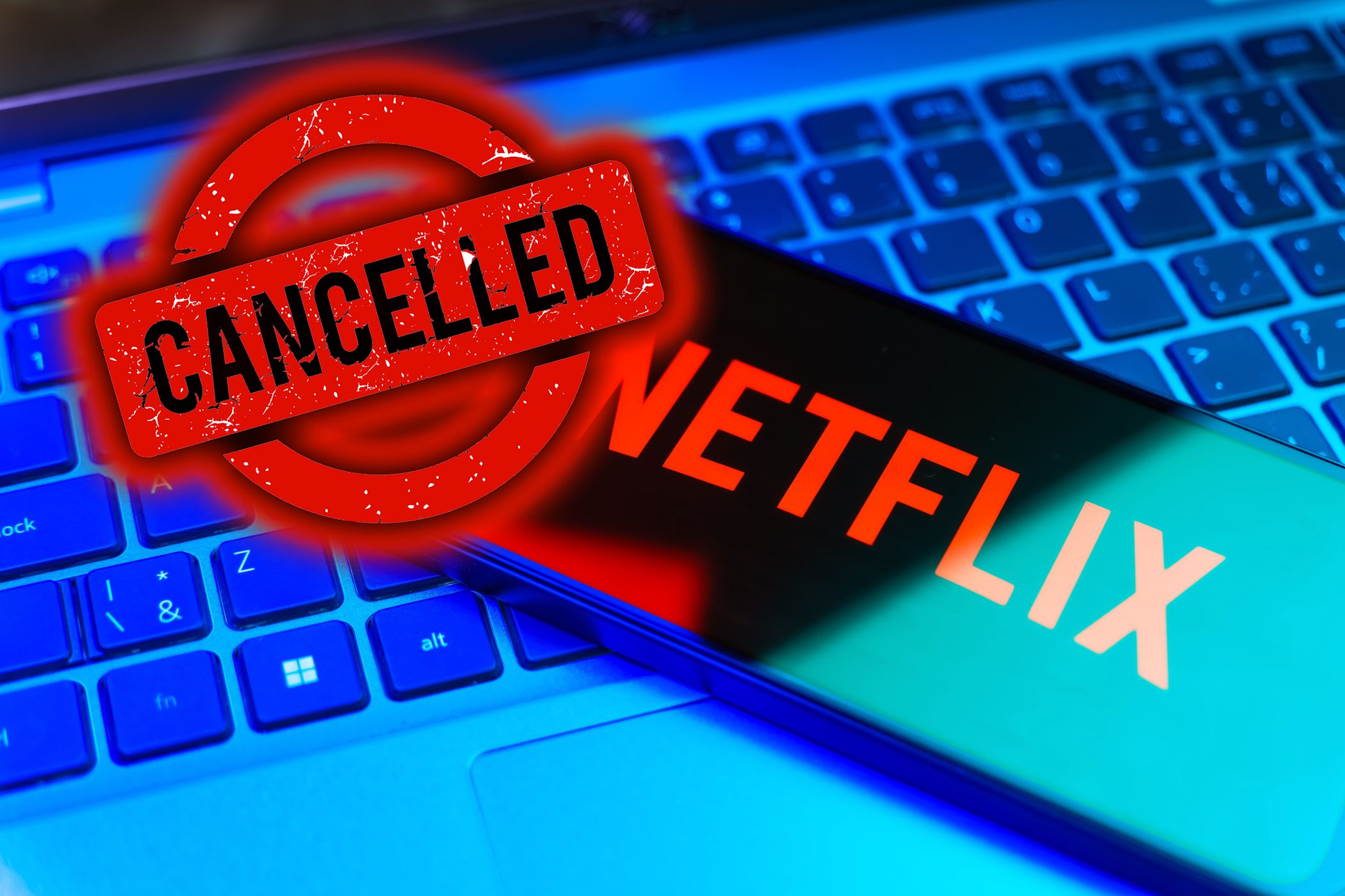 آرم Netflix در تلفن هوشمند با علامت لغو شده
