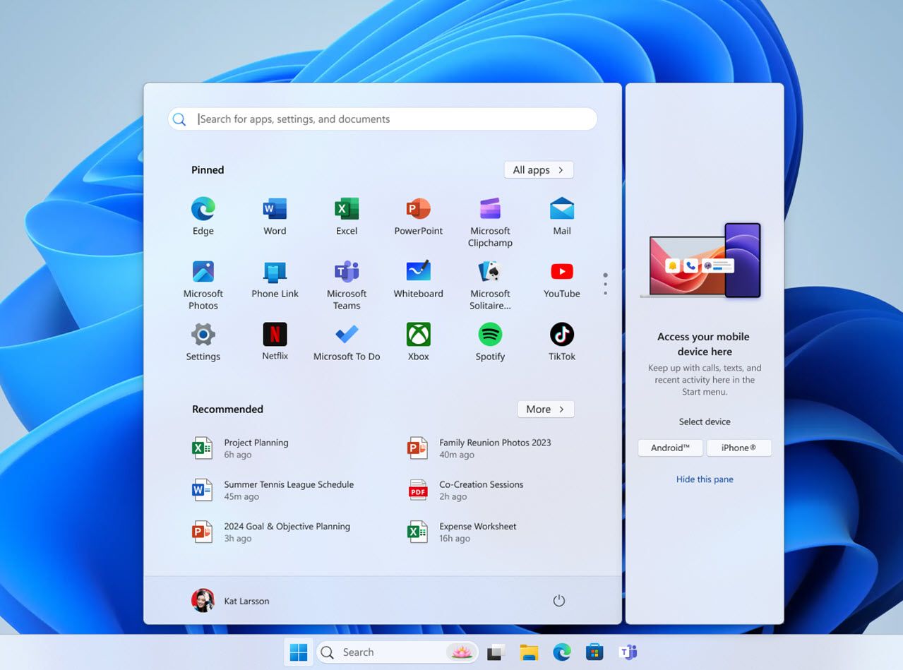 لینک تلفن در منوی Windows Start ظاهر می شود