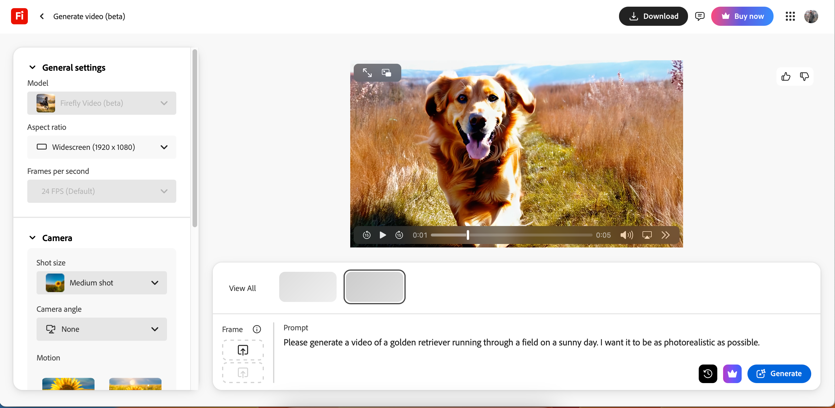 ایجاد درخواست در برنامه Adobe Firefly