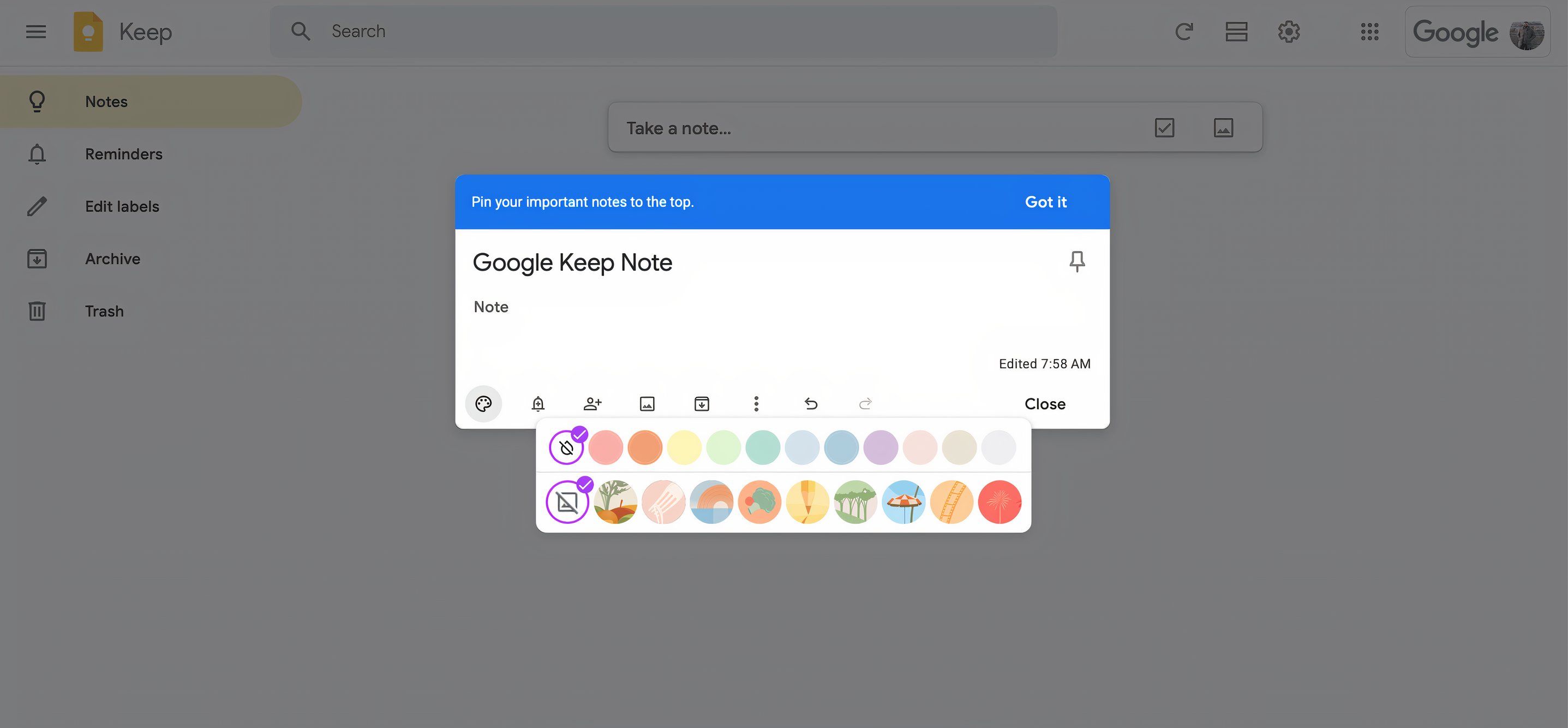 یادداشت برداری در برنامه Google Keep
