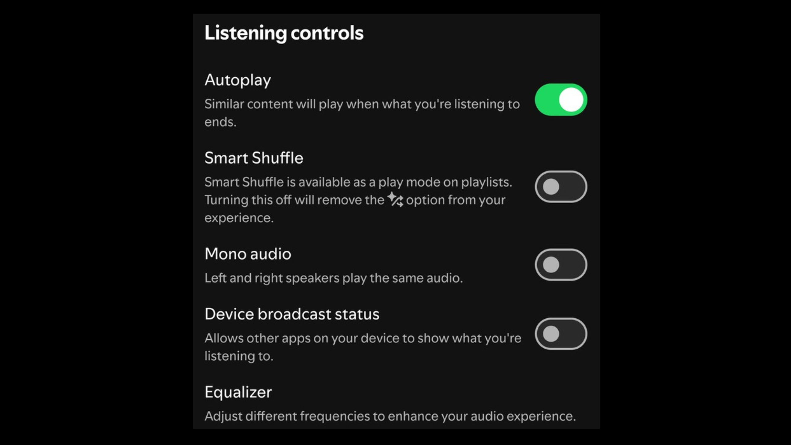 کنترل های گوش دادن Spotify