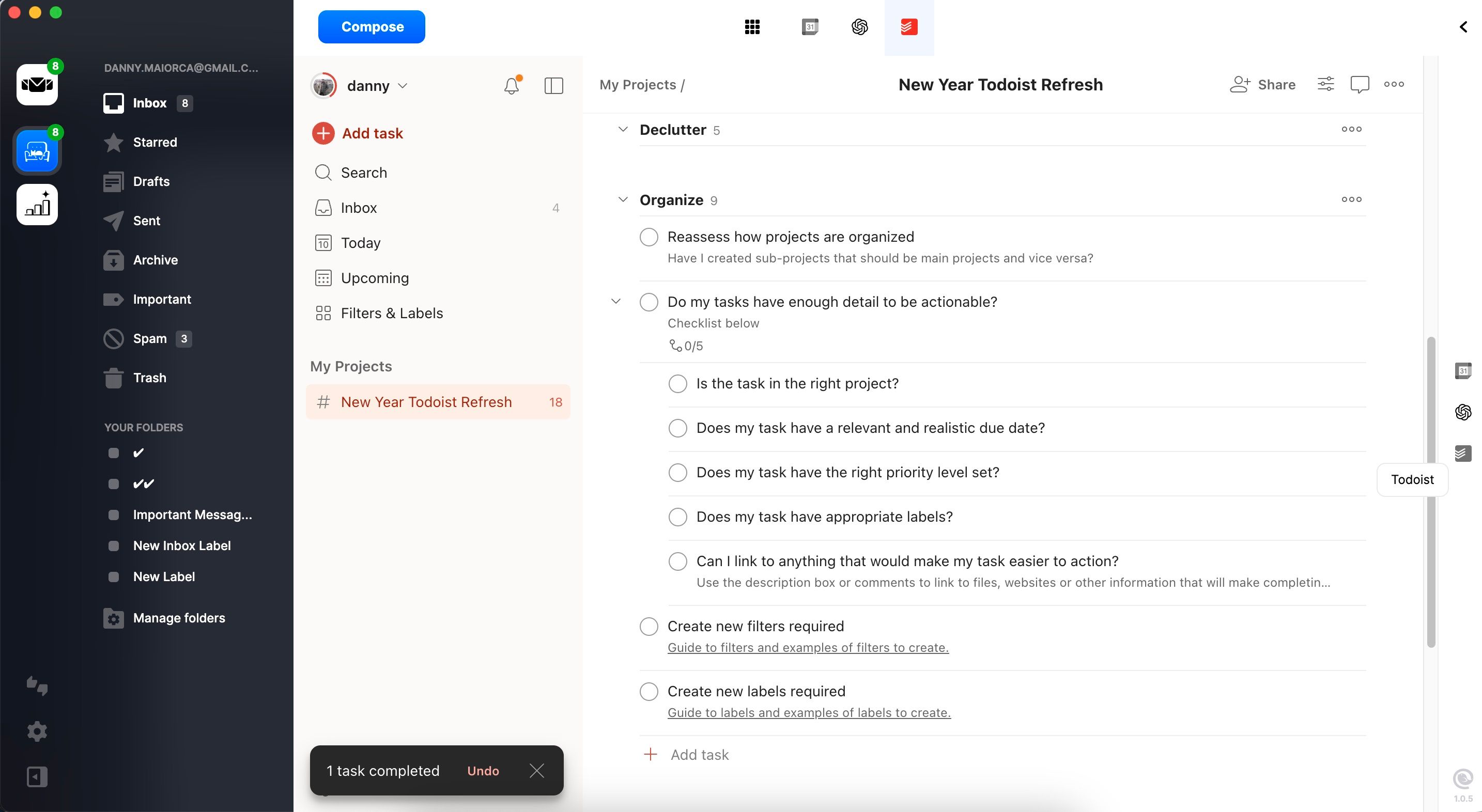 وظایف خود را از طریق برنامه Mailbird در Todoist مدیریت کنید.