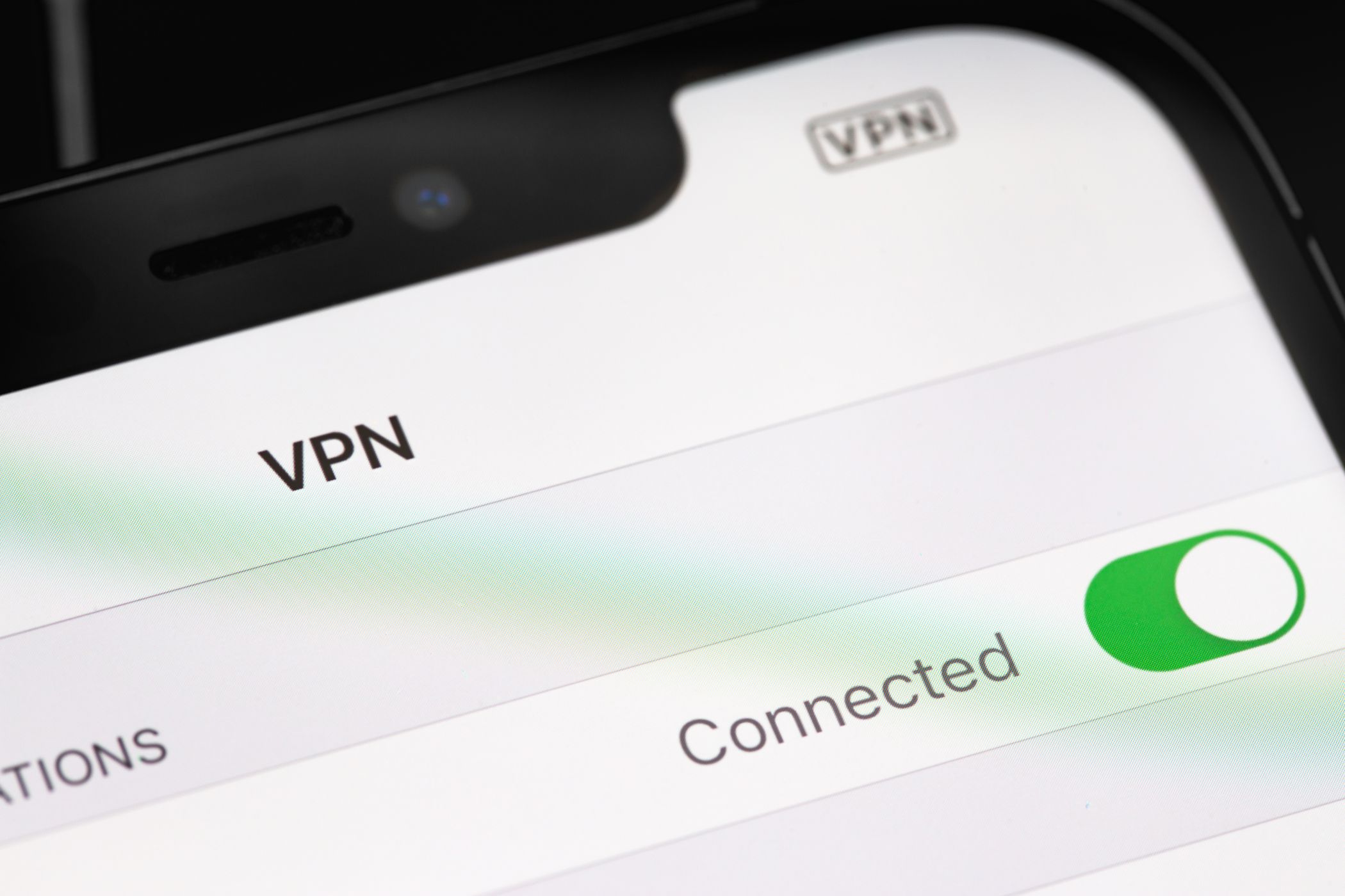 VPN در دستگاه iOS متصل است