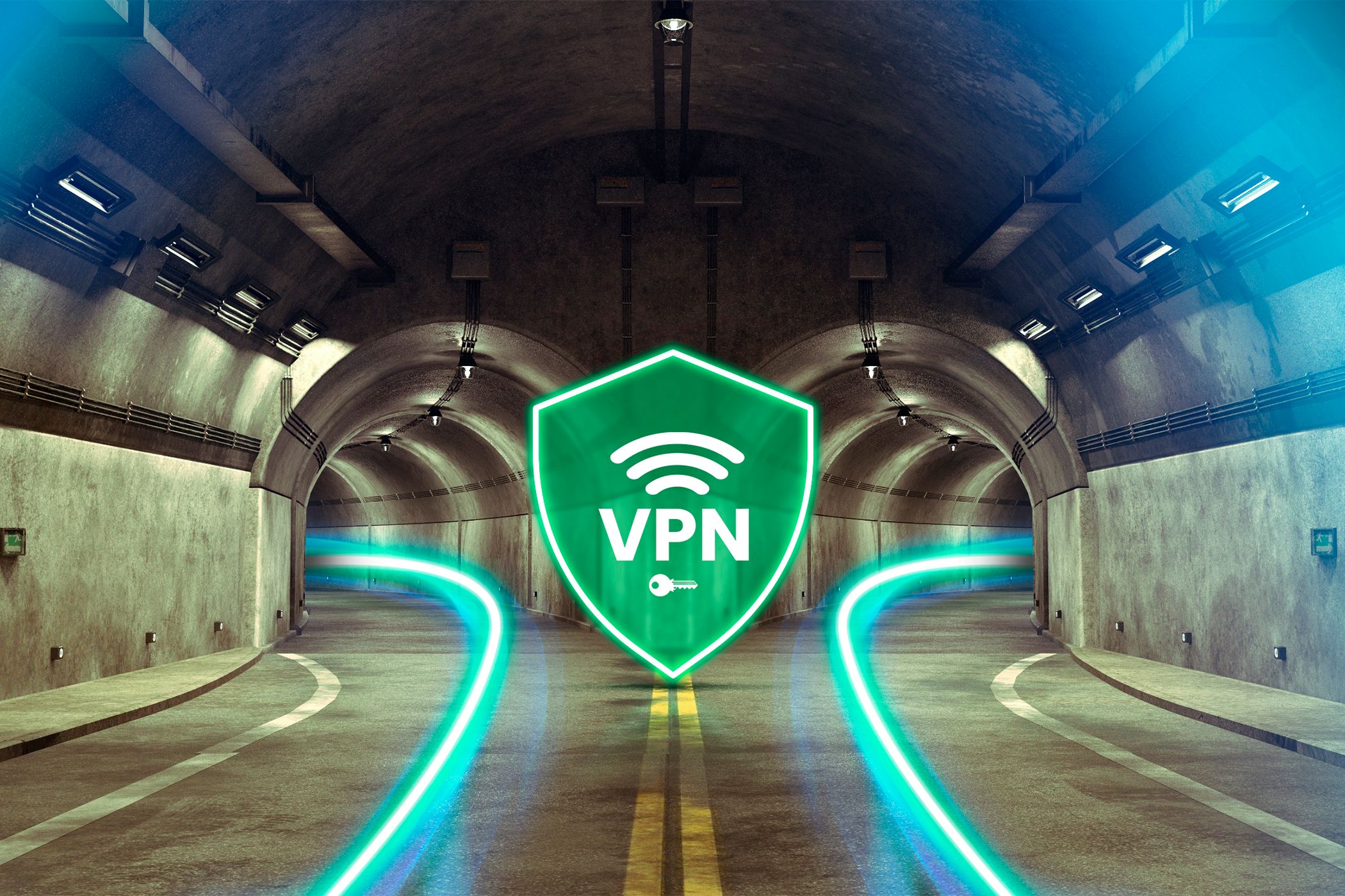 تونل منتهی به دو مسیر با یک نماد VPN بین آنها.