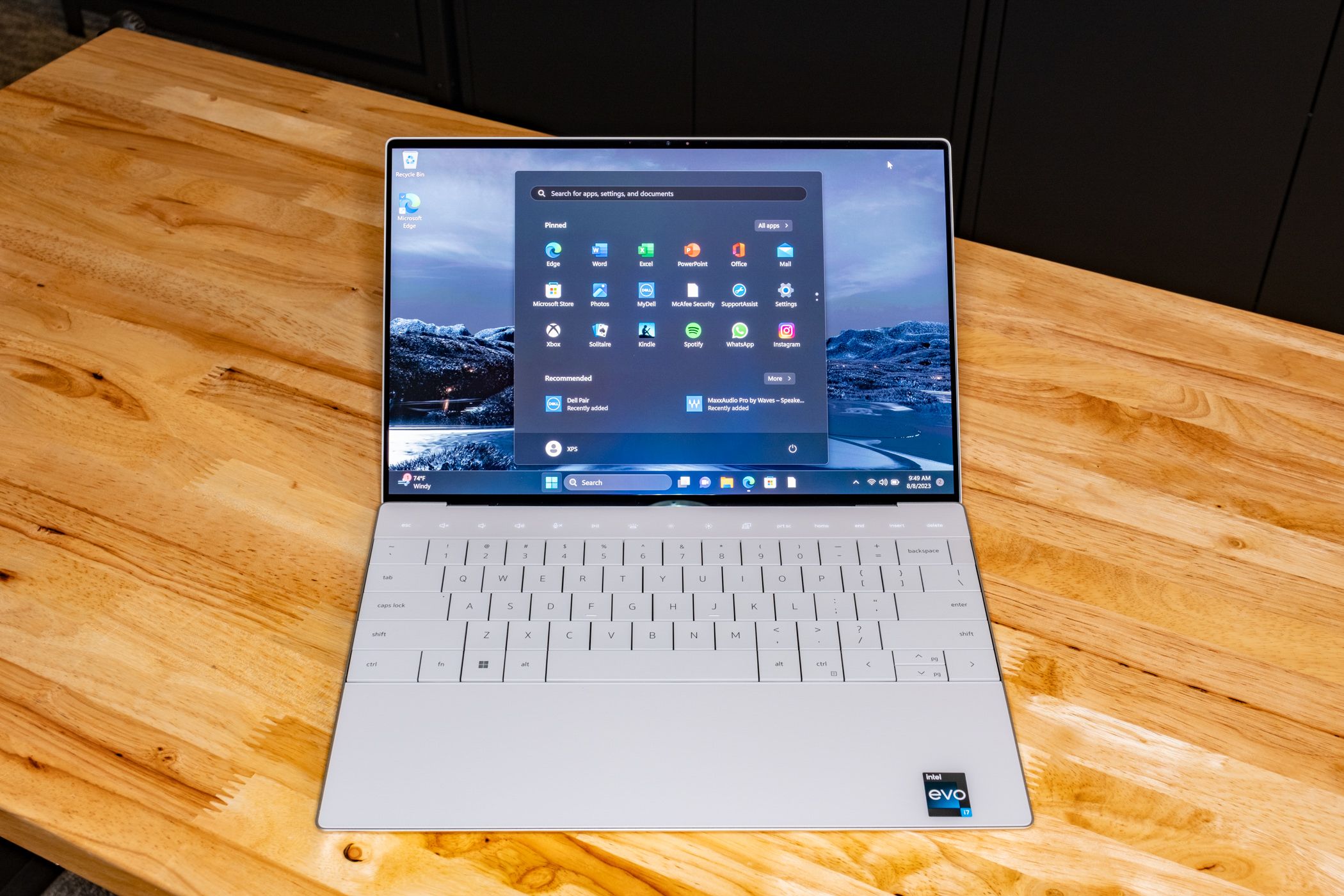 منوی Windows Start در Dell XPS 13 Plus