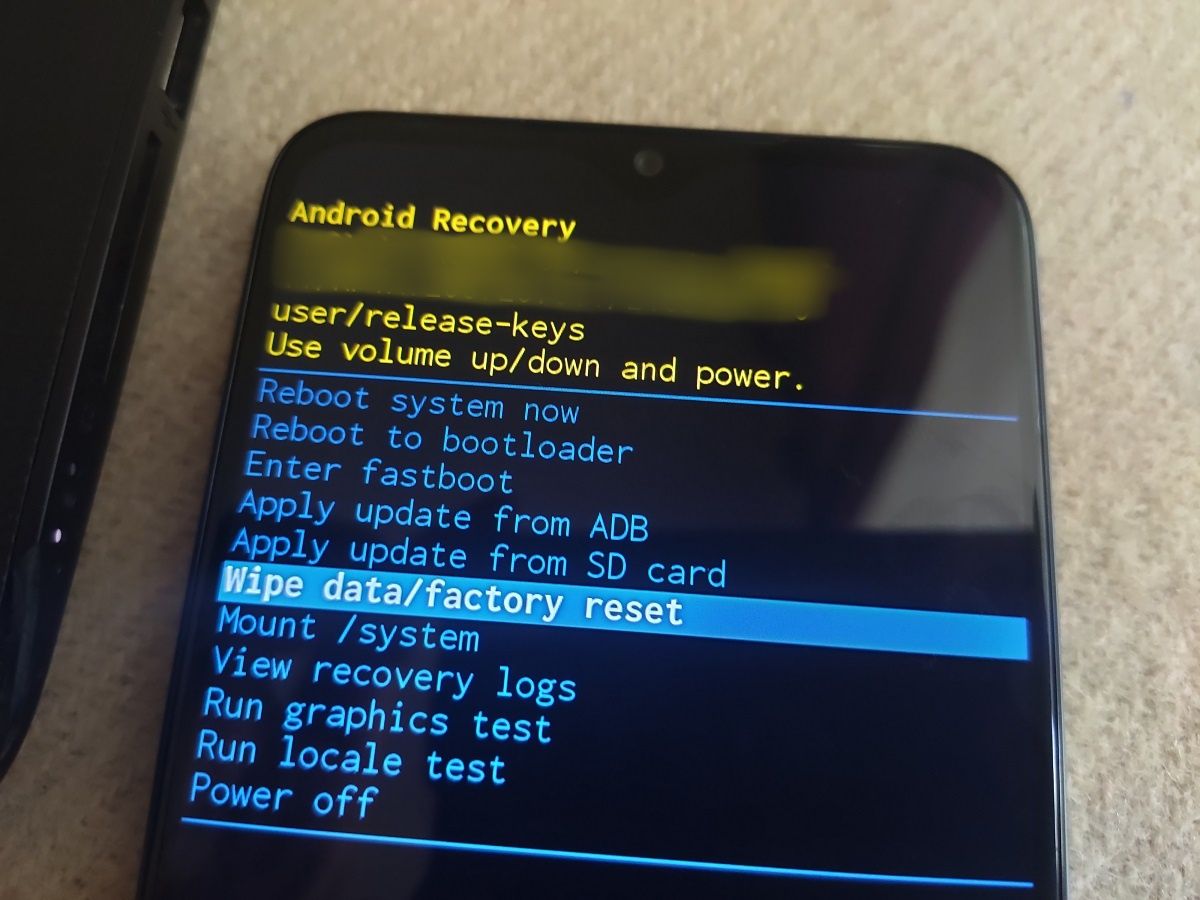 گزینه های صفحه بازیابی Android