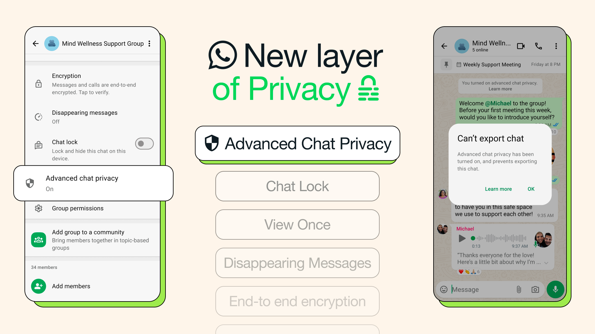 ویژگی حفظ حریم خصوصی چت WhatsApp